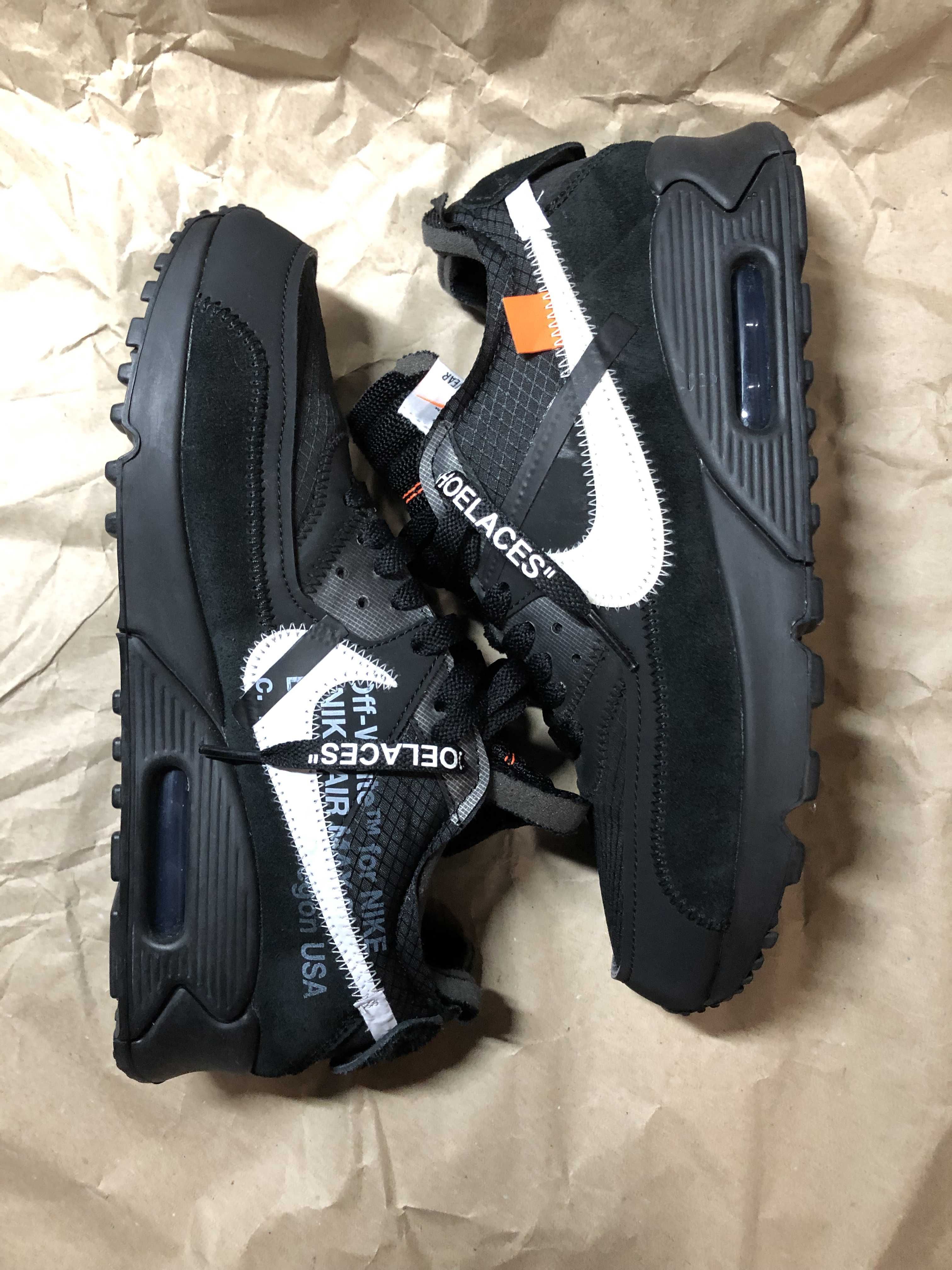 Off-White × Nike Air Max 90 "Black/Black-Cone-White"