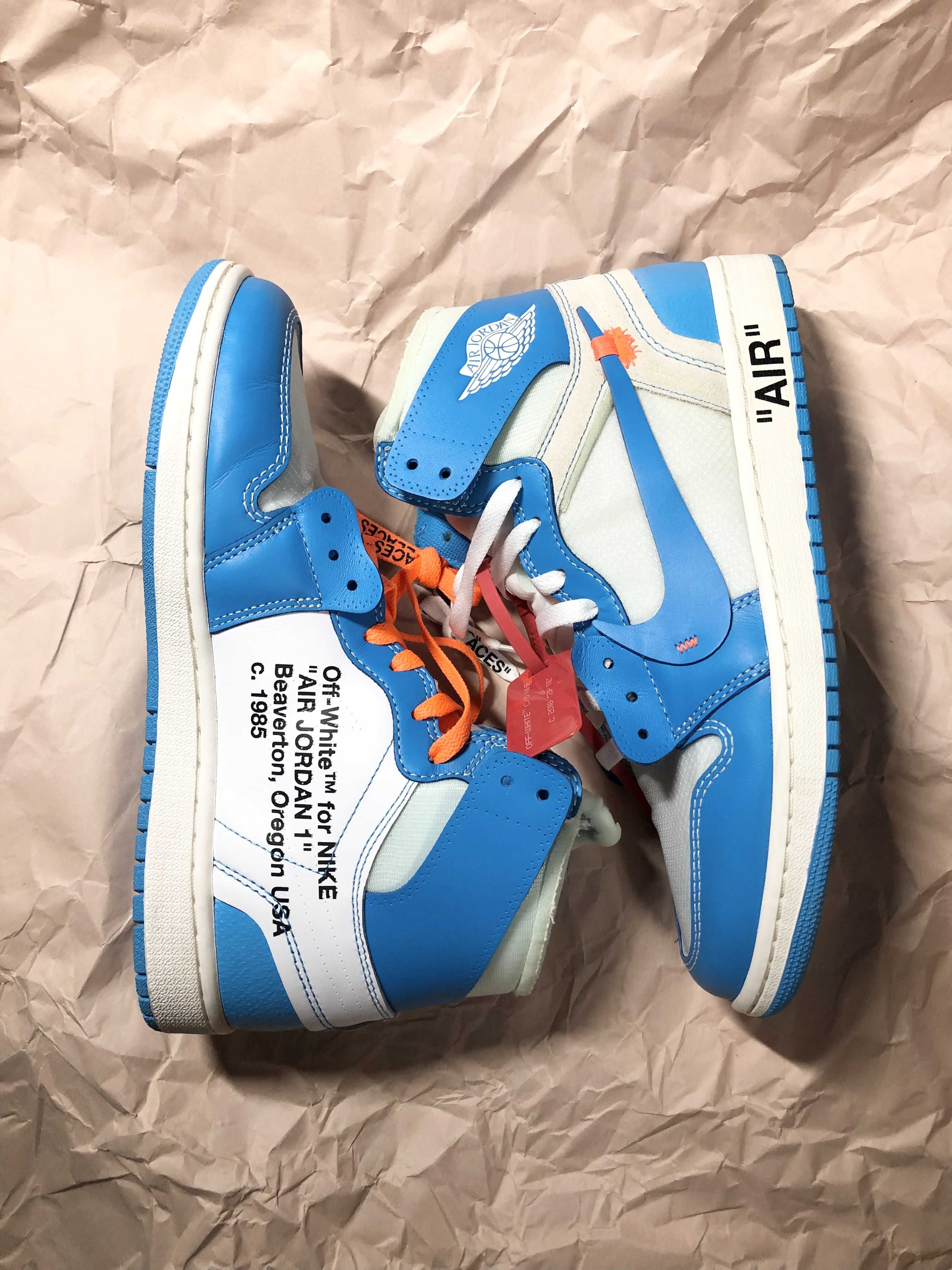 Off-White × Nike Air Jordan 1 High UNC "White/Dark Powder Blue"