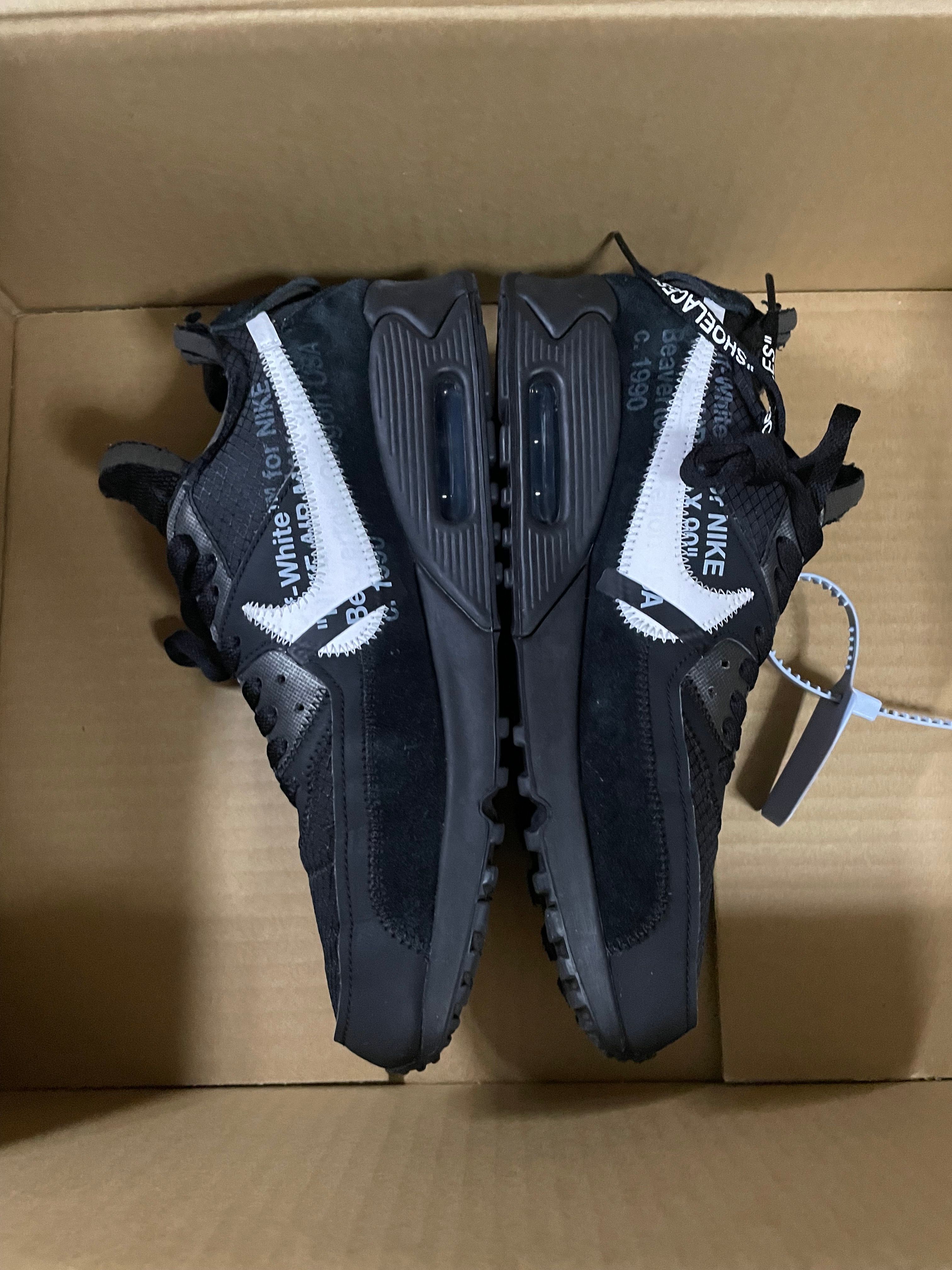 Off-White × Nike Air Max 90 "Black/Black-Cone-White"