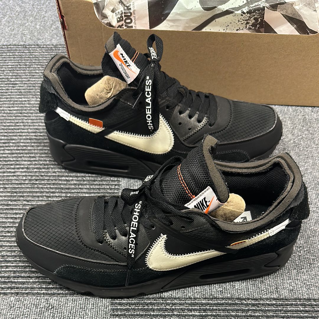 Off-White × Nike Air Max 90 "Black/Black-Cone-White"