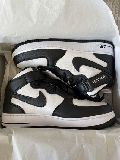 Stussy × Nike Air Force 1 Mid "Black and Light Bone"