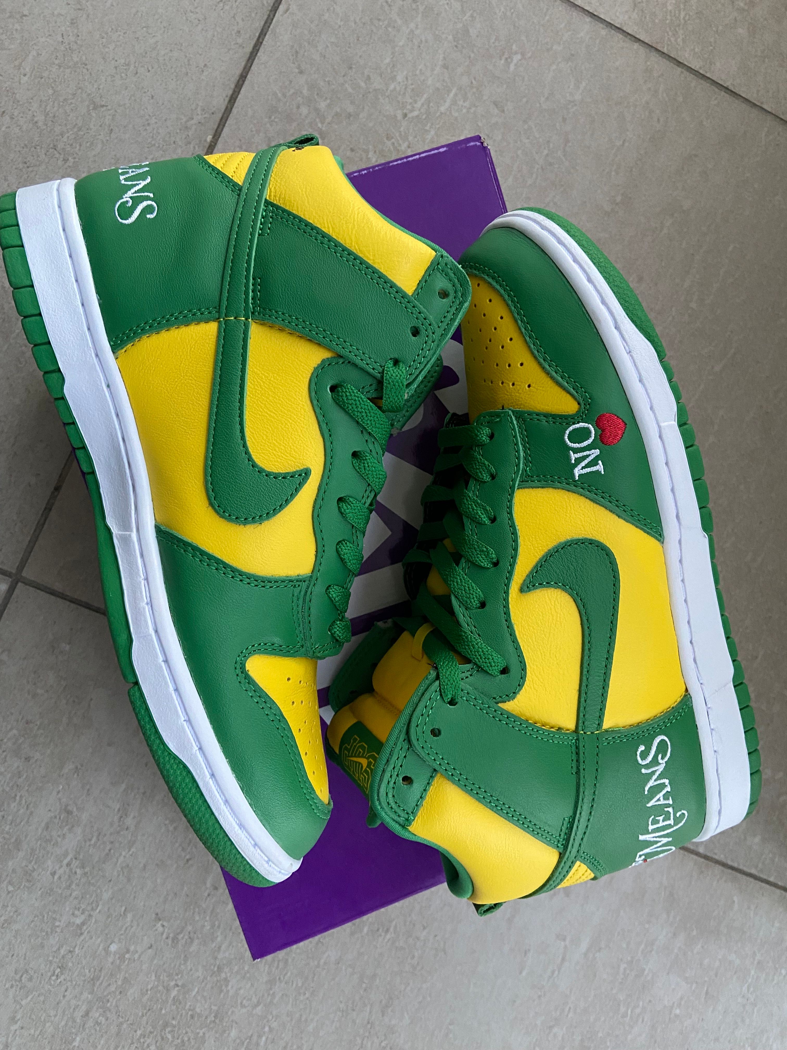Supreme × Nike SB Dunk High By Any Means "Brazil"