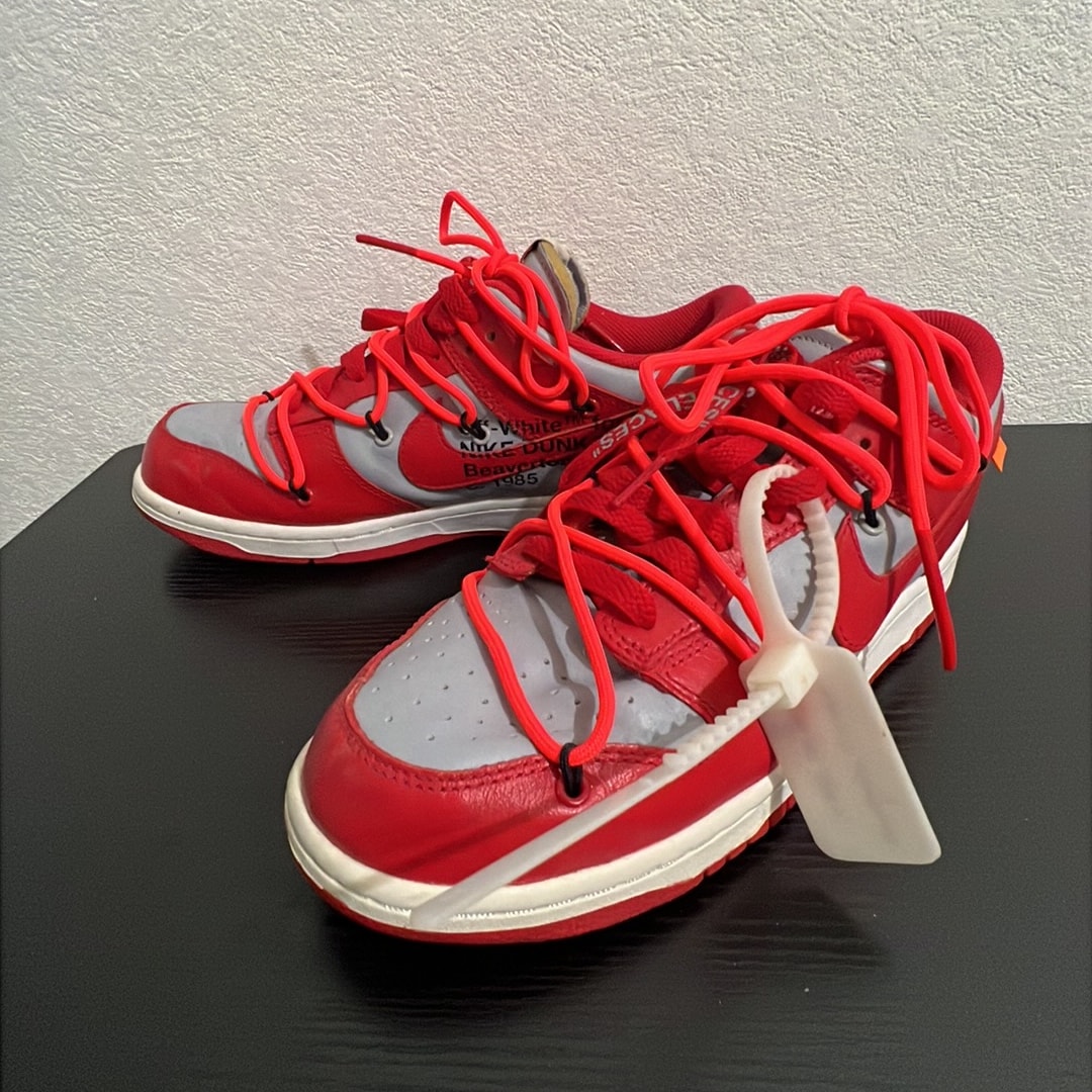 Off-White × Nike Dunk Low "University Red/Wolf Grey"