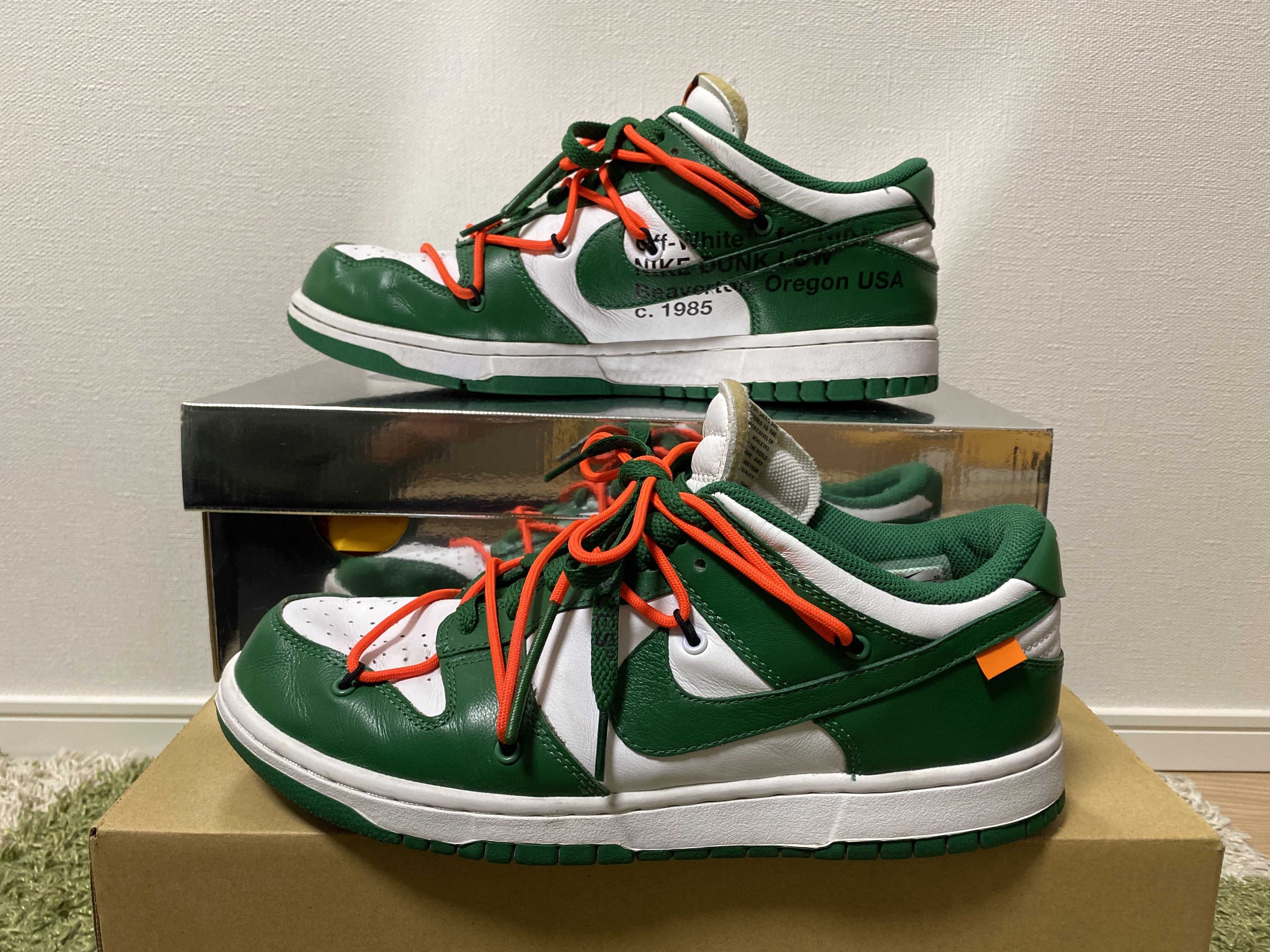 Off-White × Nike Dunk Low "White/Pine Green"