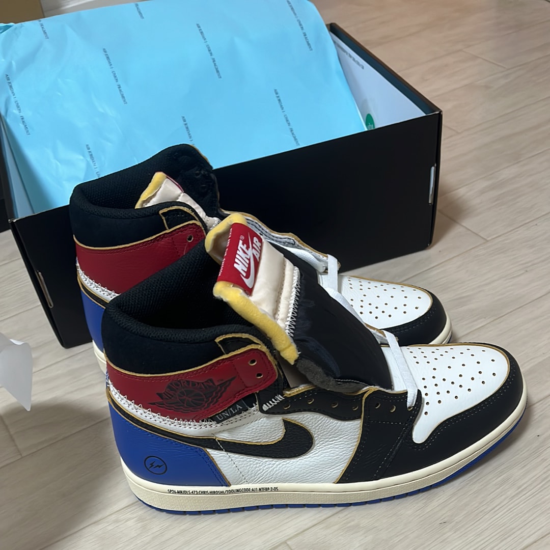 fragment design × UNION × Nike Air Jordan 1 High OG "Black/Varsity Red"