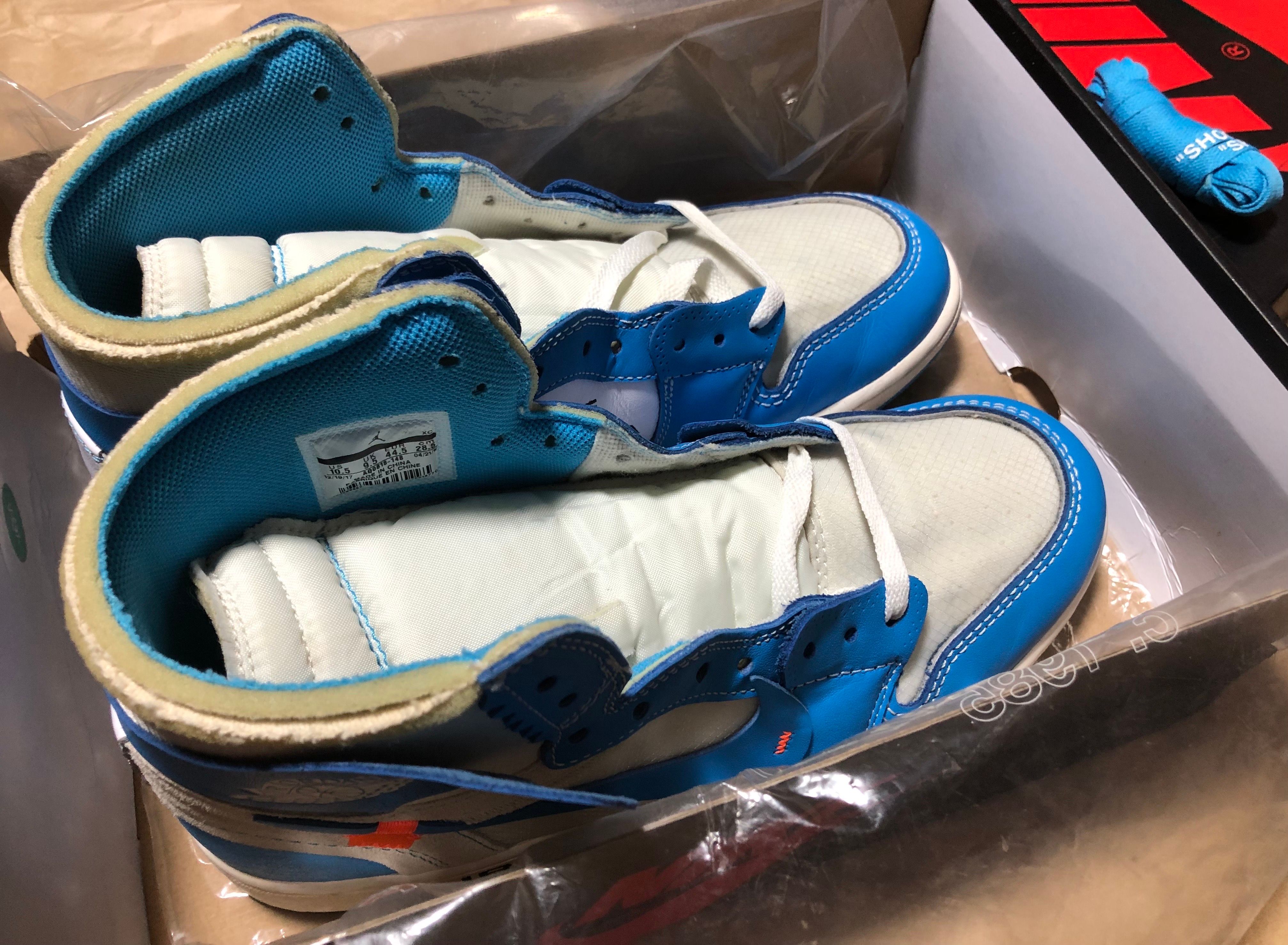 Off-White × Nike Air Jordan 1 High UNC "White/Dark Powder Blue"