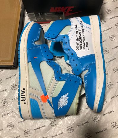 Off-White × Nike Air Jordan 1 High UNC "White/Dark Powder Blue"