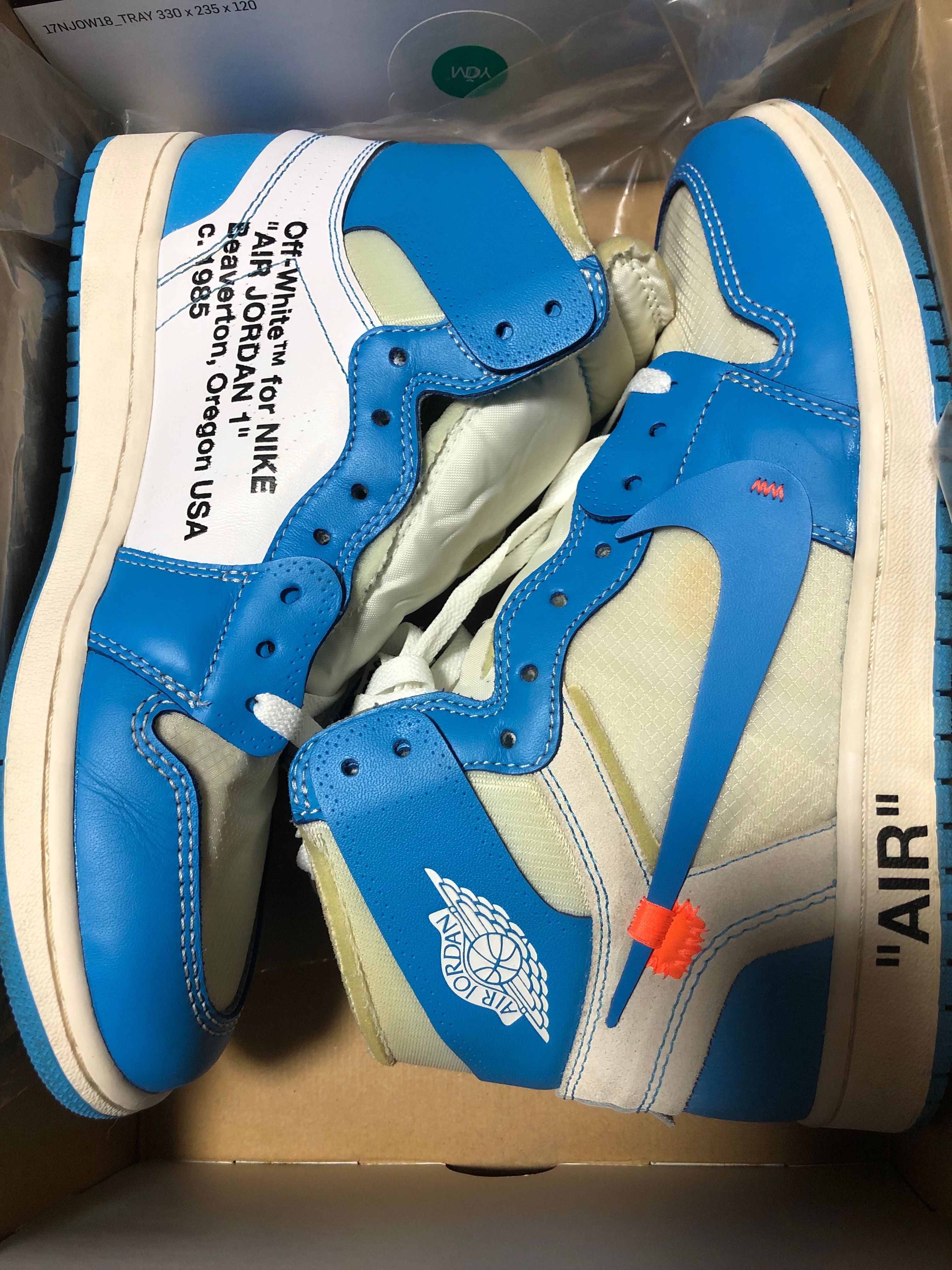 Off-White × Nike Air Jordan 1 High UNC "White/Dark Powder Blue"