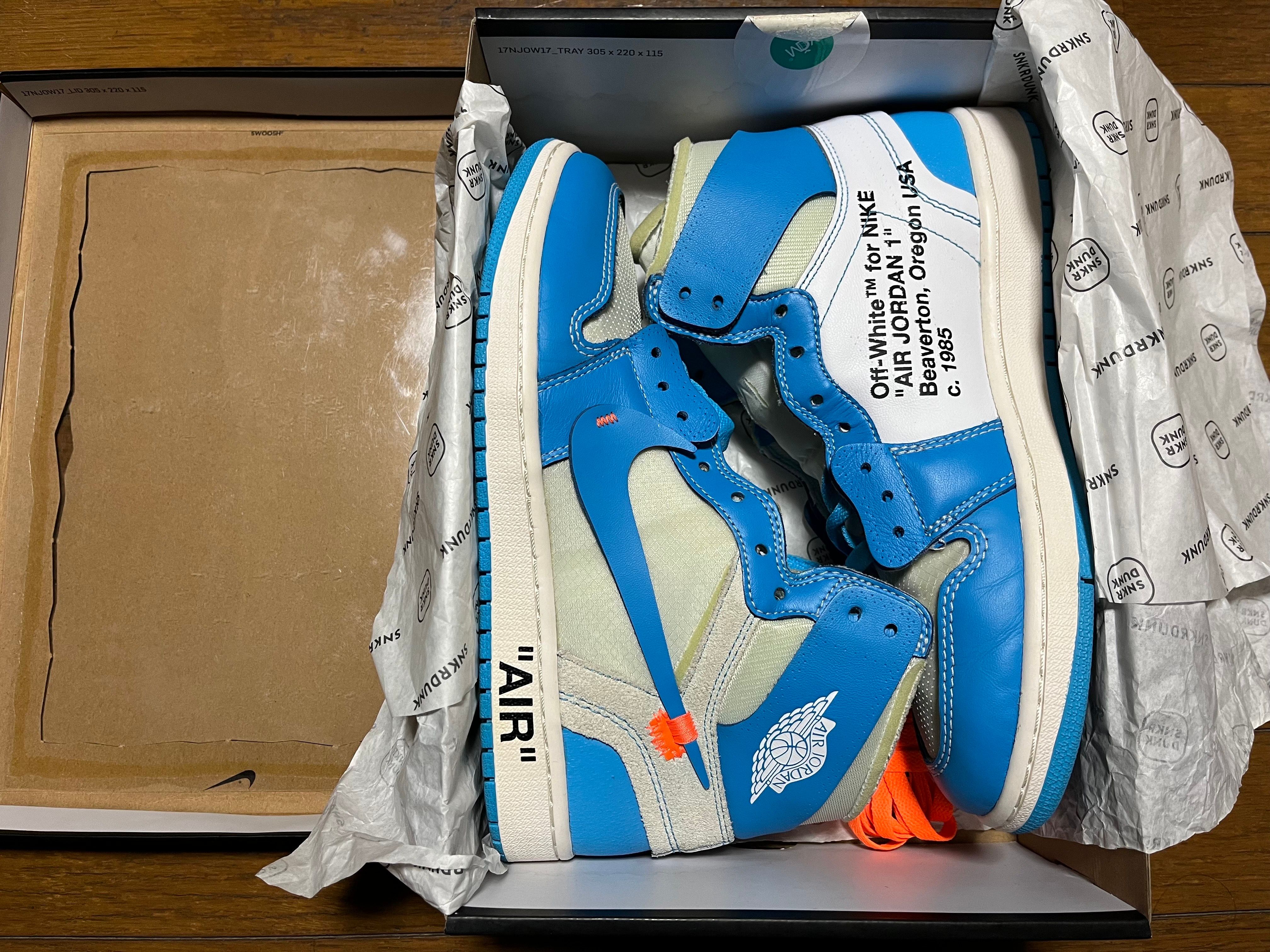 Off-White × Nike Air Jordan 1 High UNC "White/Dark Powder Blue"