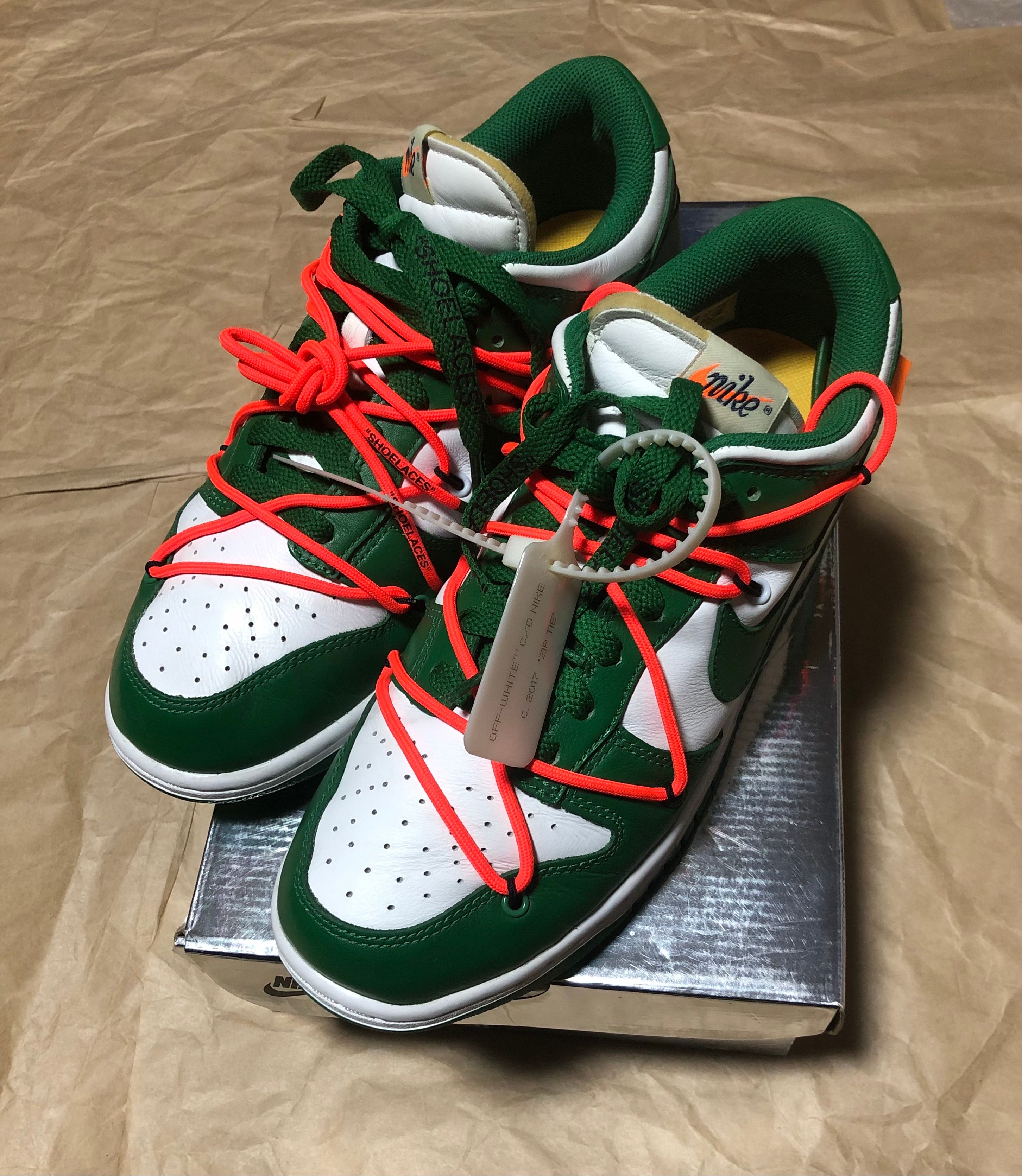 Off-White × Nike Dunk Low "White/Pine Green"