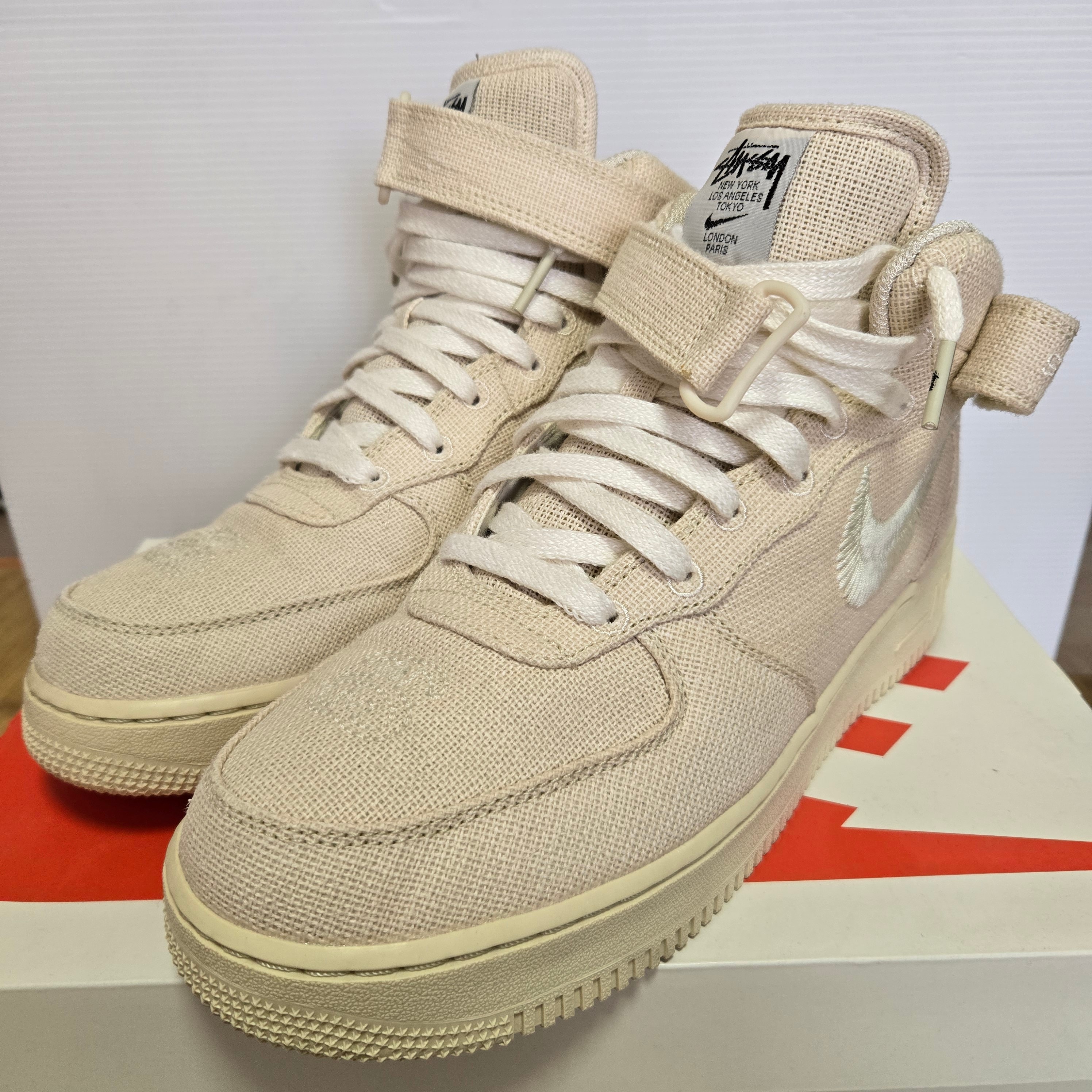 Stussy × Nike Air Force 1 Mid "Fossil Stone"