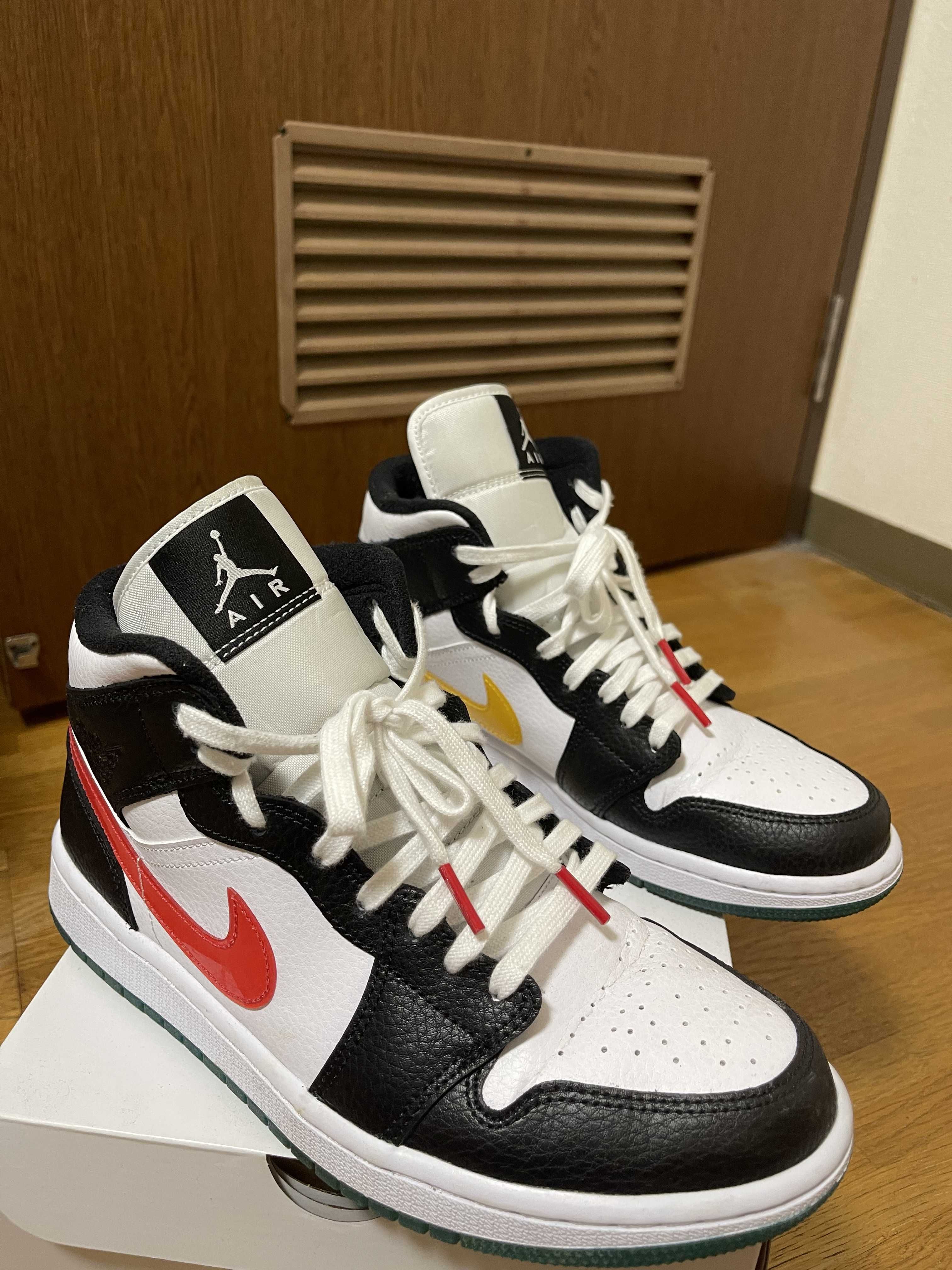 Nike Women's Air Jordan 1 Mid "White/Red/Yellow"