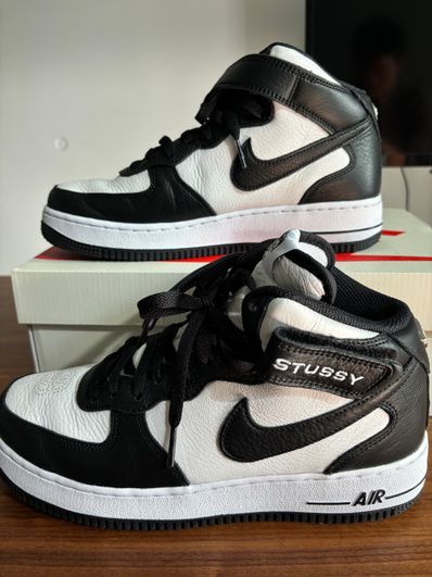Stussy × Nike Air Force 1 Mid "Black and Light Bone"