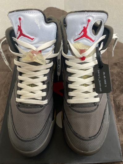 Off-White × Nike Air Jordan 5 "Black/Muslin/Fire Red"