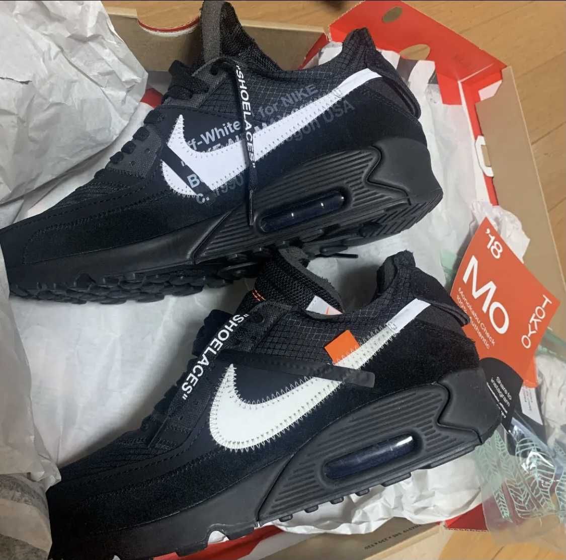 Off-White × Nike Air Max 90 "Black/Black-Cone-White"