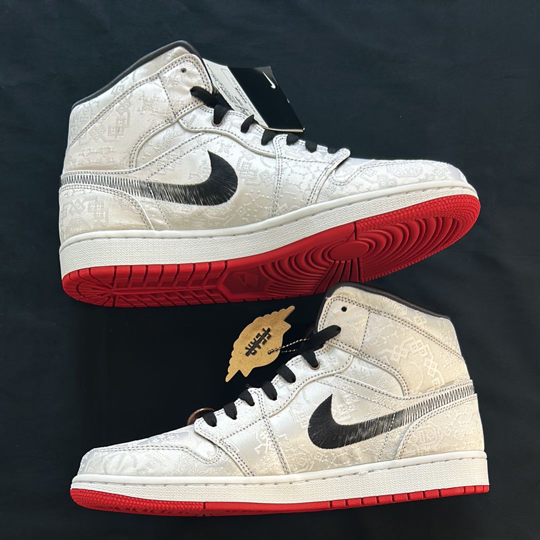 CLOT × Nike Air Jordan 1 Mid SE Fearless "White/Black/Red"