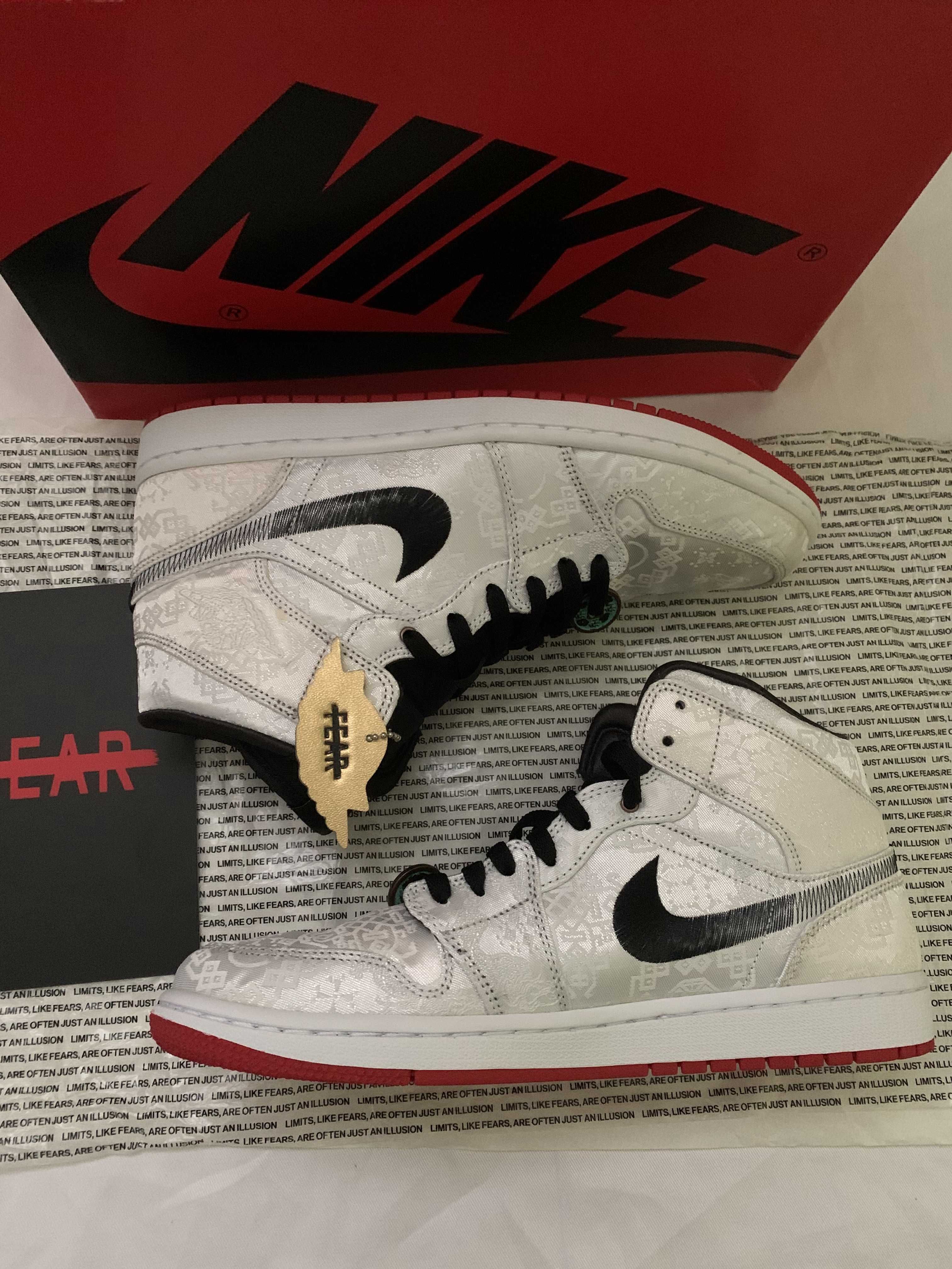 CLOT × Nike Air Jordan 1 Mid SE Fearless "White/Black/Red"