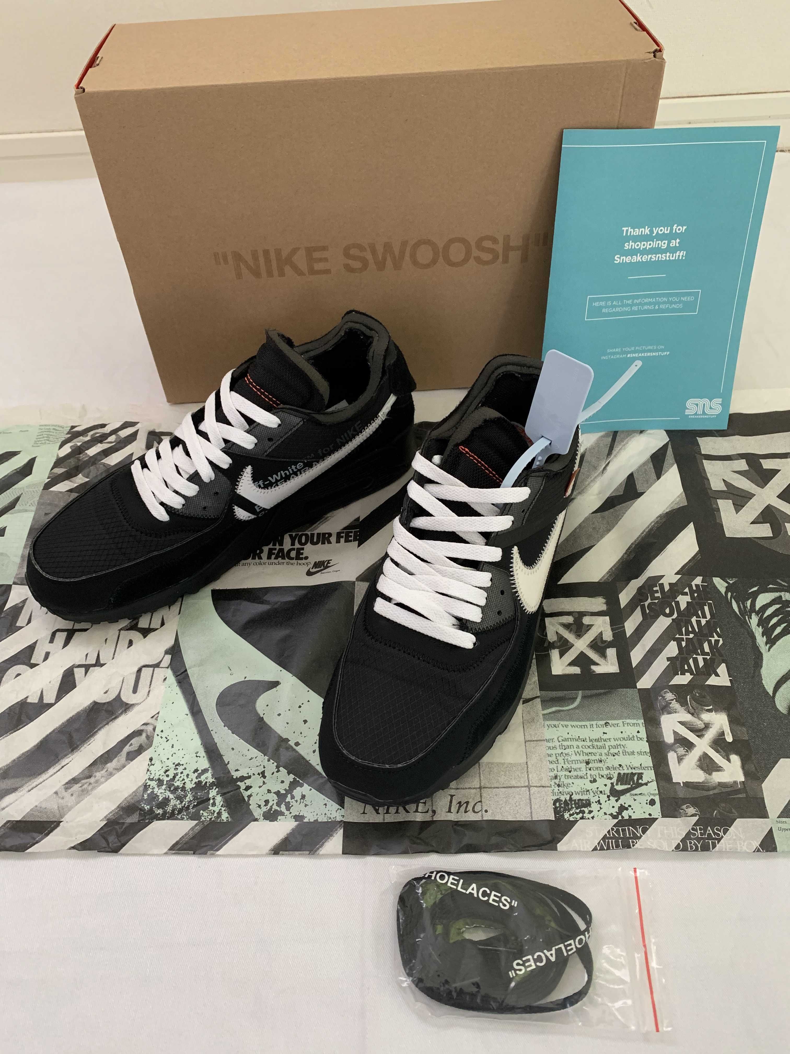 Off-White × Nike Air Max 90 "Black/Black-Cone-White"