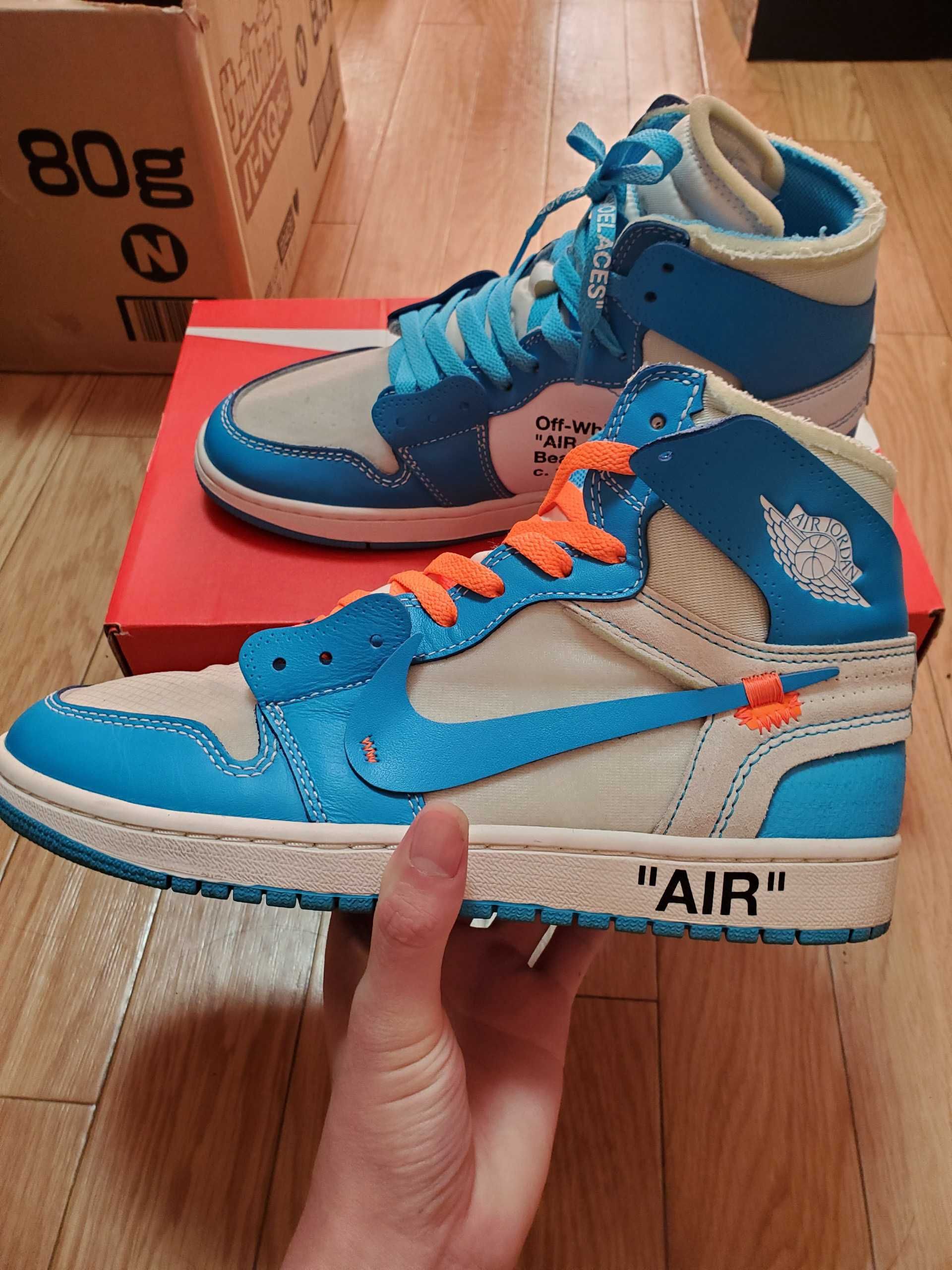 Off-White × Nike Air Jordan 1 High UNC "White/Dark Powder Blue"