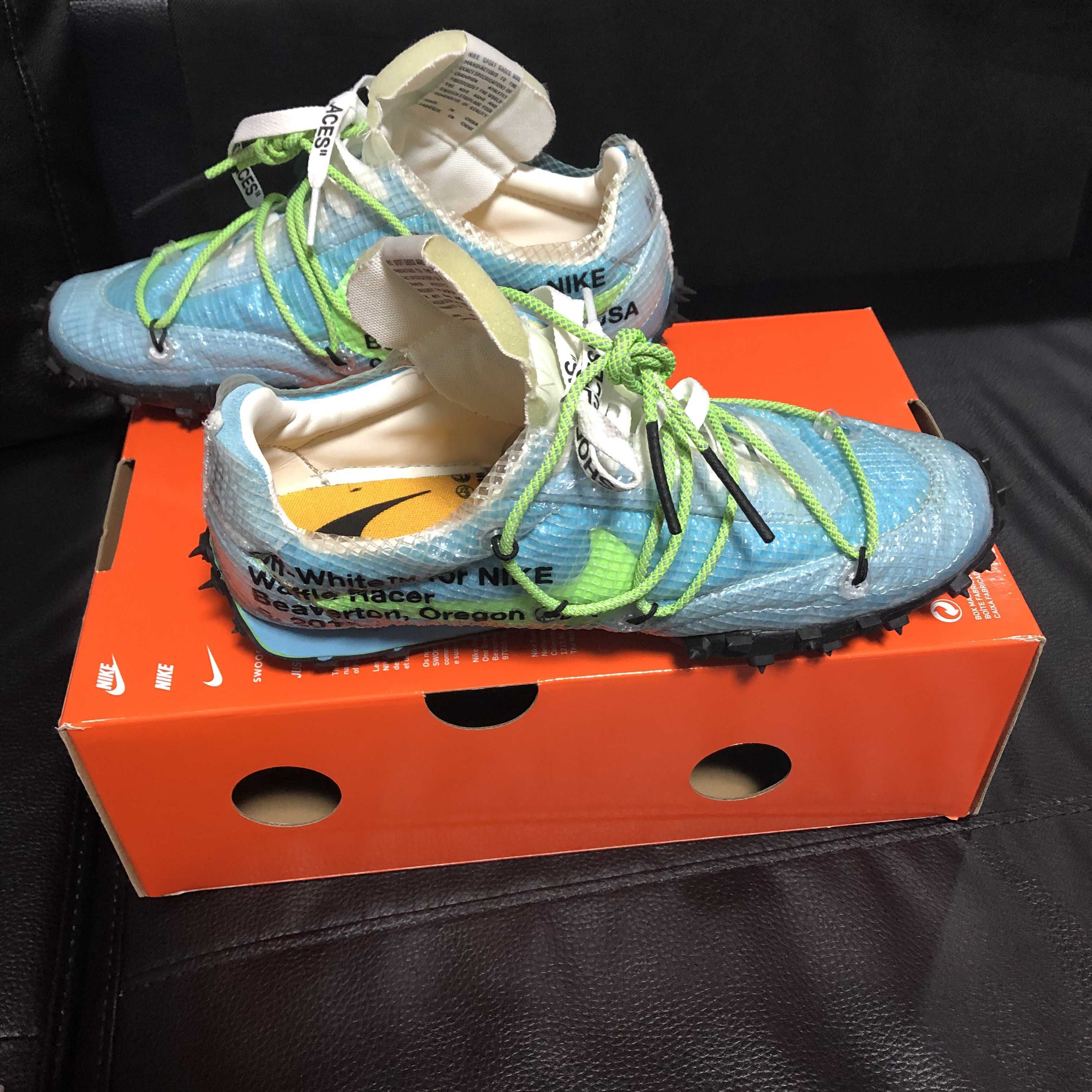 Off-White × Nike Women's Waffle Racer "Vivid Sky"