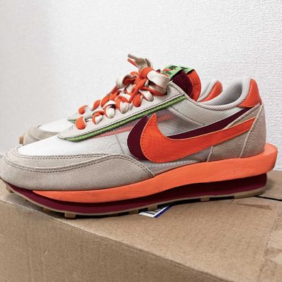 CLOT × Sacai × Nike LD Waffle "Orange Blaze"