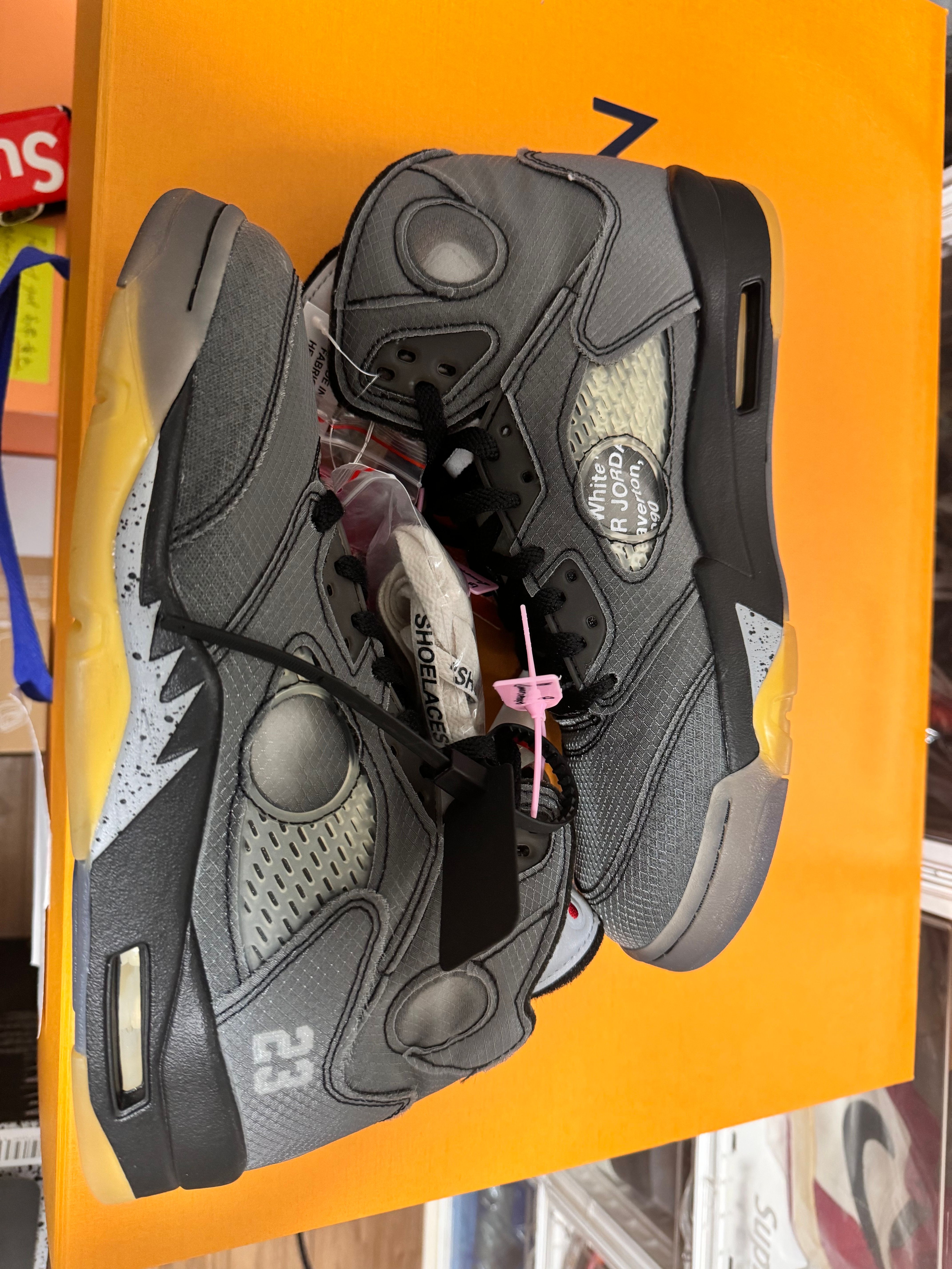 Off-White × Nike Air Jordan 5 "Black/Muslin/Fire Red"