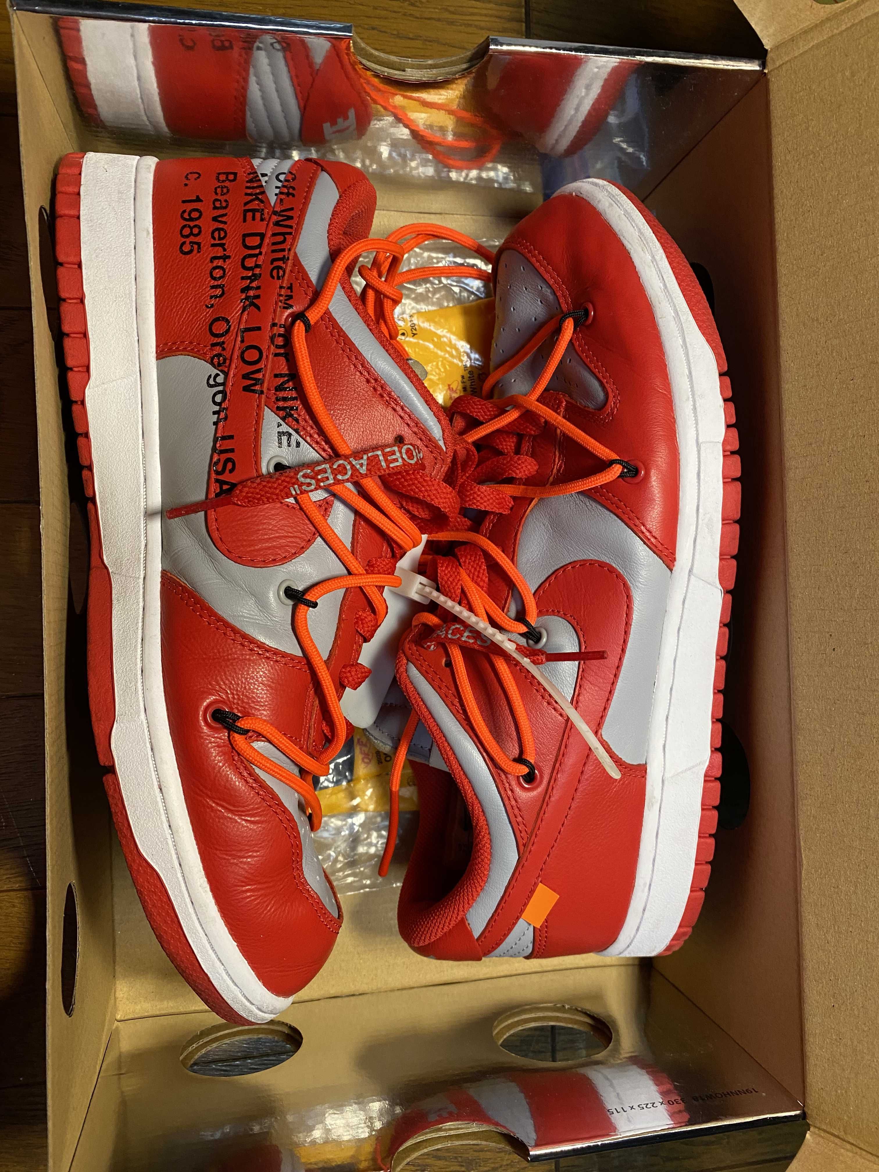Off-White × Nike Dunk Low "University Red/Wolf Grey"
