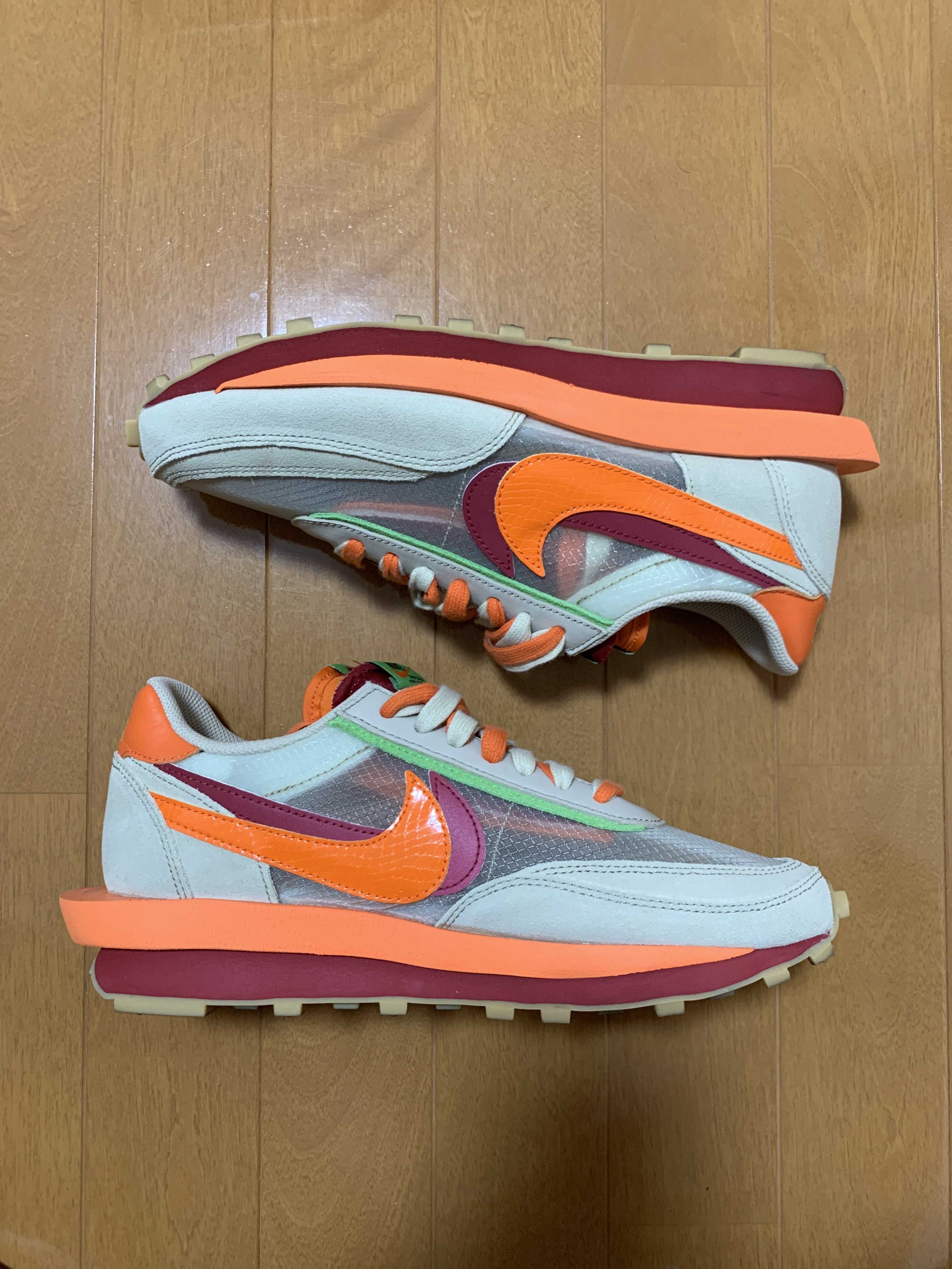 CLOT × Sacai × Nike LD Waffle "Orange Blaze"