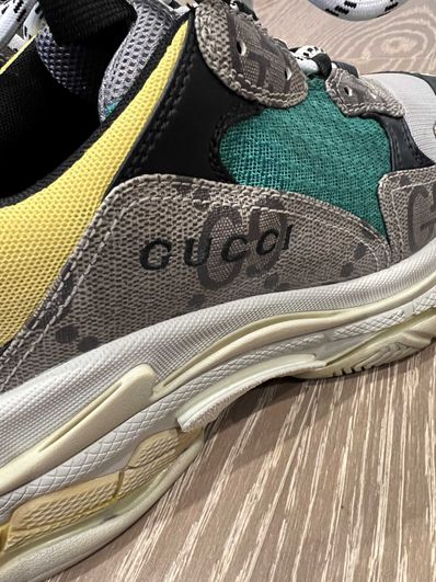 GUCCI × Balenciaga The Hacker Project Triple S "Beige/Green/Yellow"