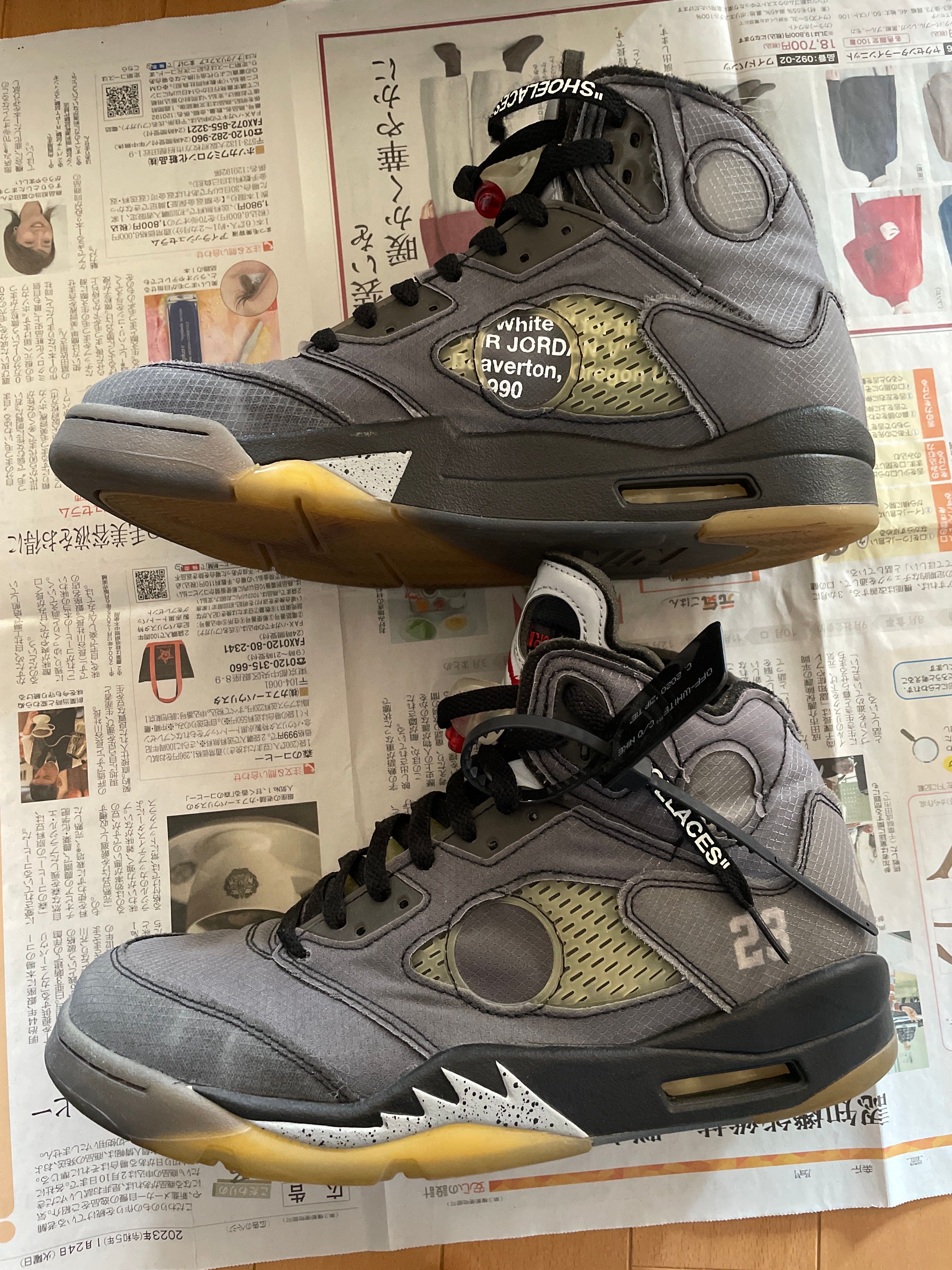 Off-White × Nike Air Jordan 5 "Black/Muslin/Fire Red"