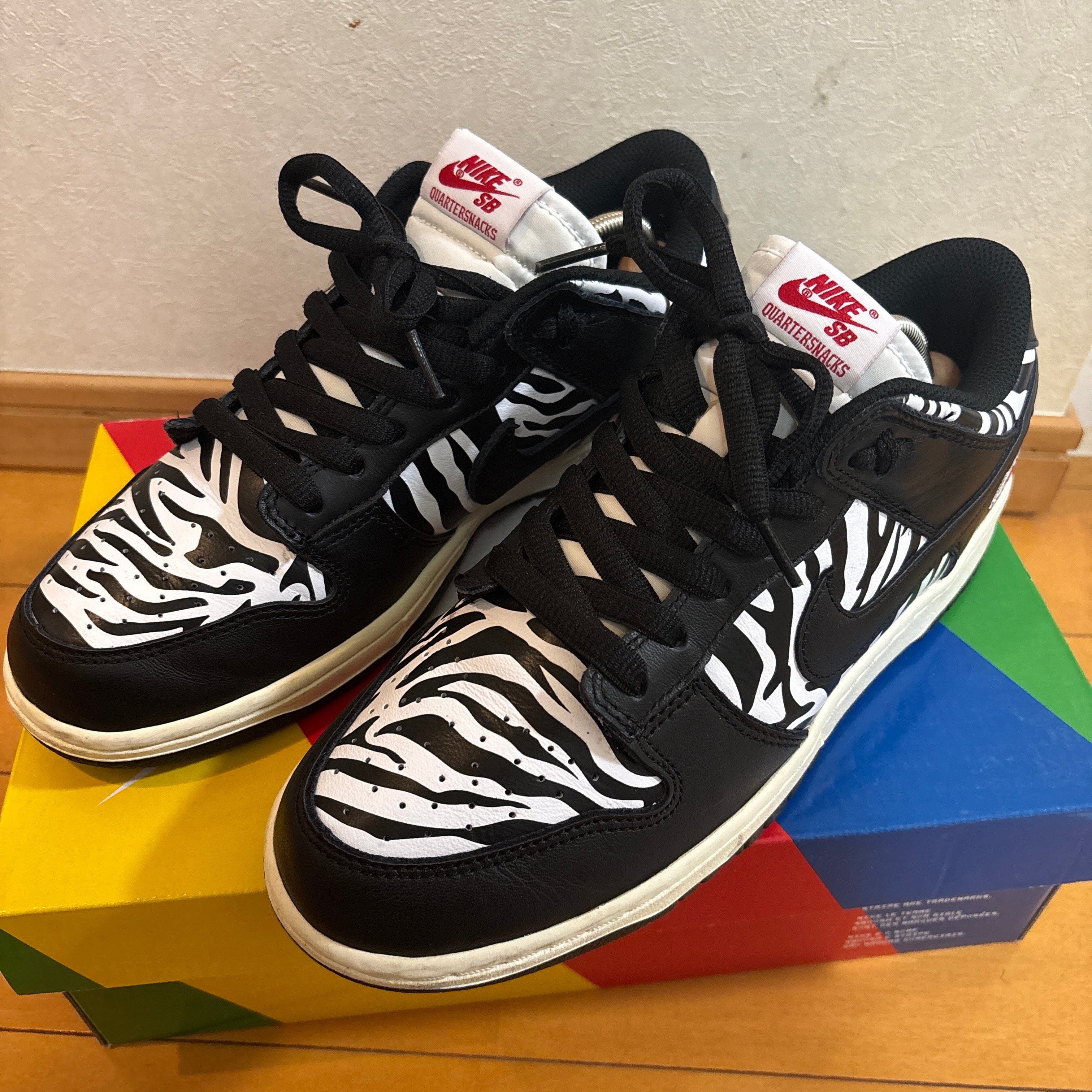 Quartersnacks × Nike SB Dunk Low "Zebra Cake/Safari"