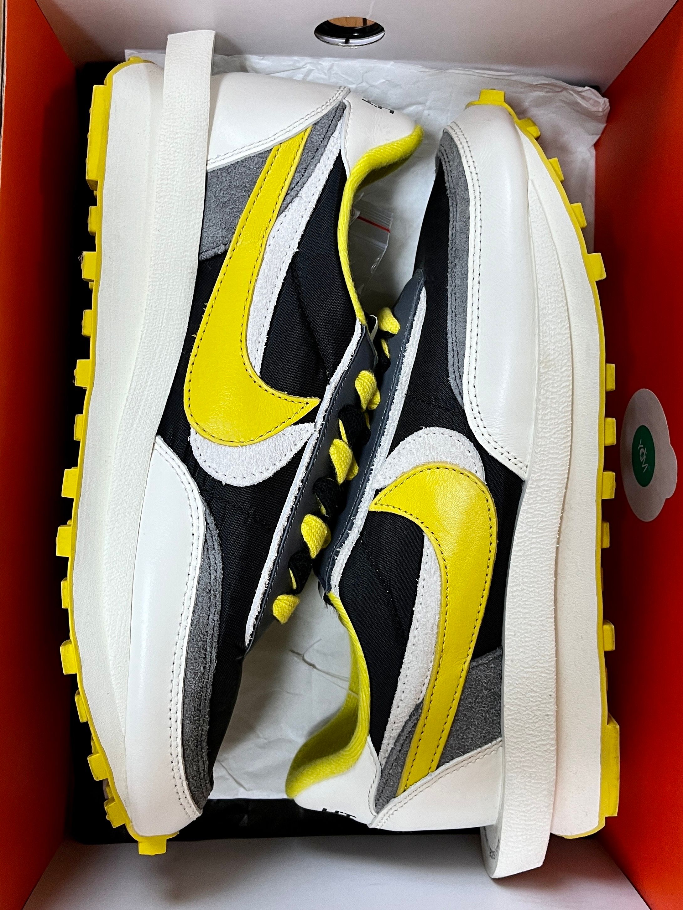 UNDERCOVER × sacai × Nike LD Waffle "Black/Sail-Dark Grey-Bright Citron"