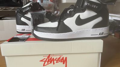 Stussy × Nike Air Force 1 Mid "Black and Light Bone"