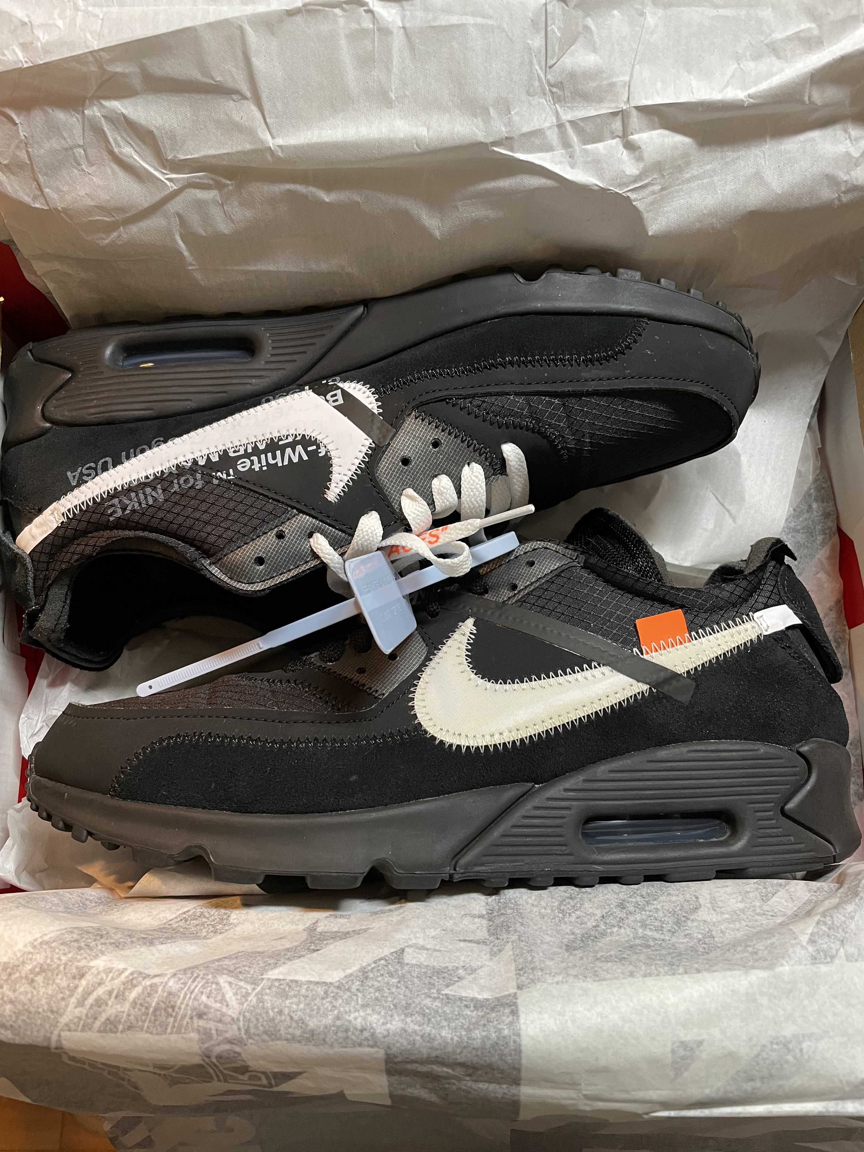 Off-White × Nike Air Max 90 "Black/Black-Cone-White"