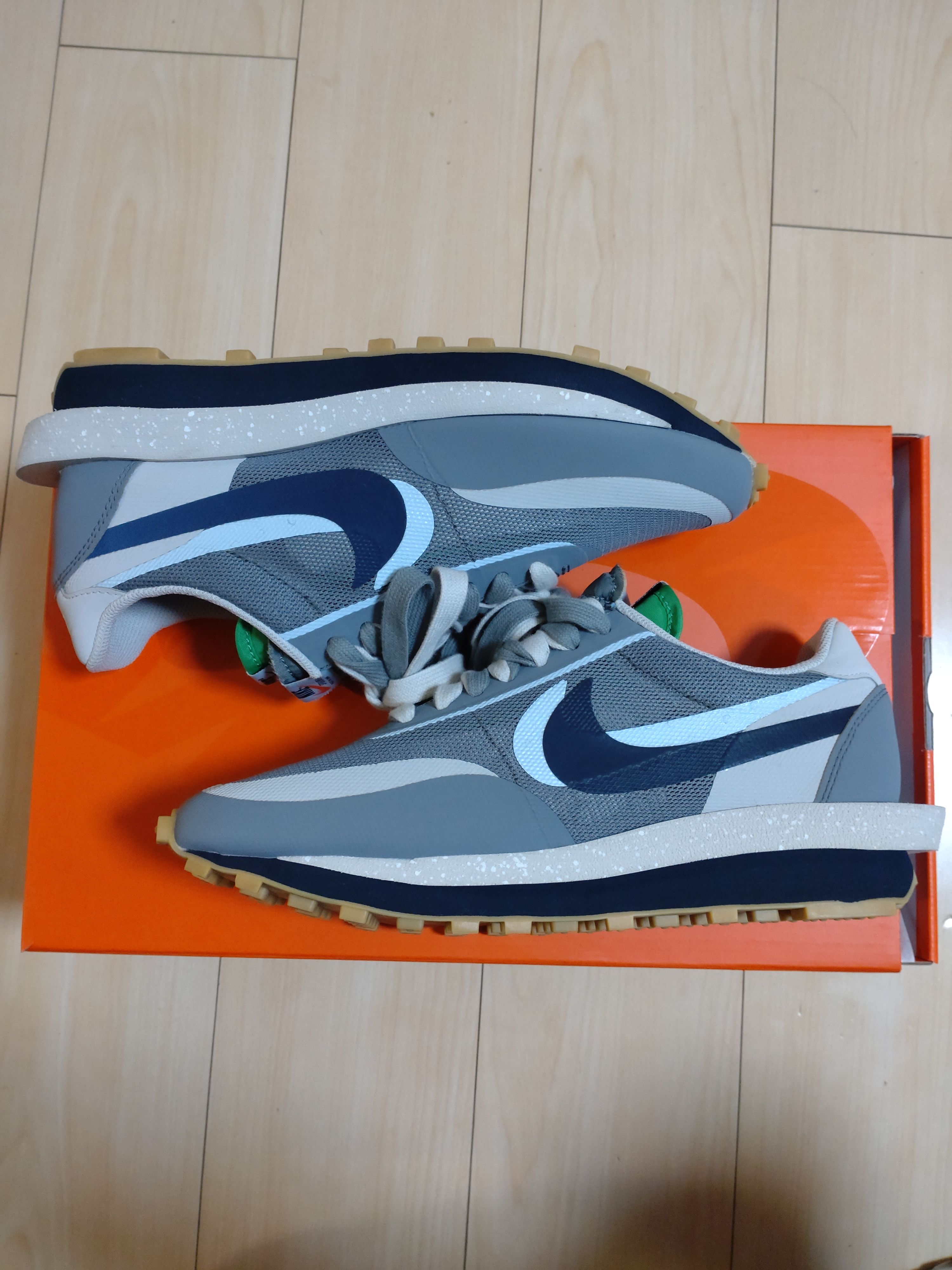 CLOT × Sacai × Nike LD Waffle "Grey Obsidian/Cool Grey"