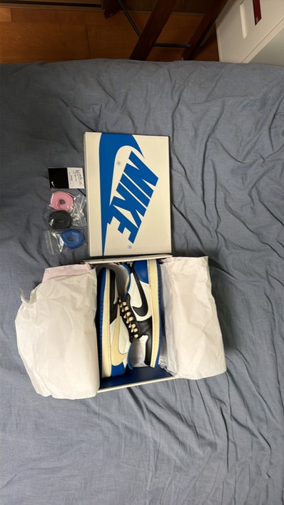 Travis Scott × fragment design × Nike Air Jordan 1 Low OG SP "Military Blue"