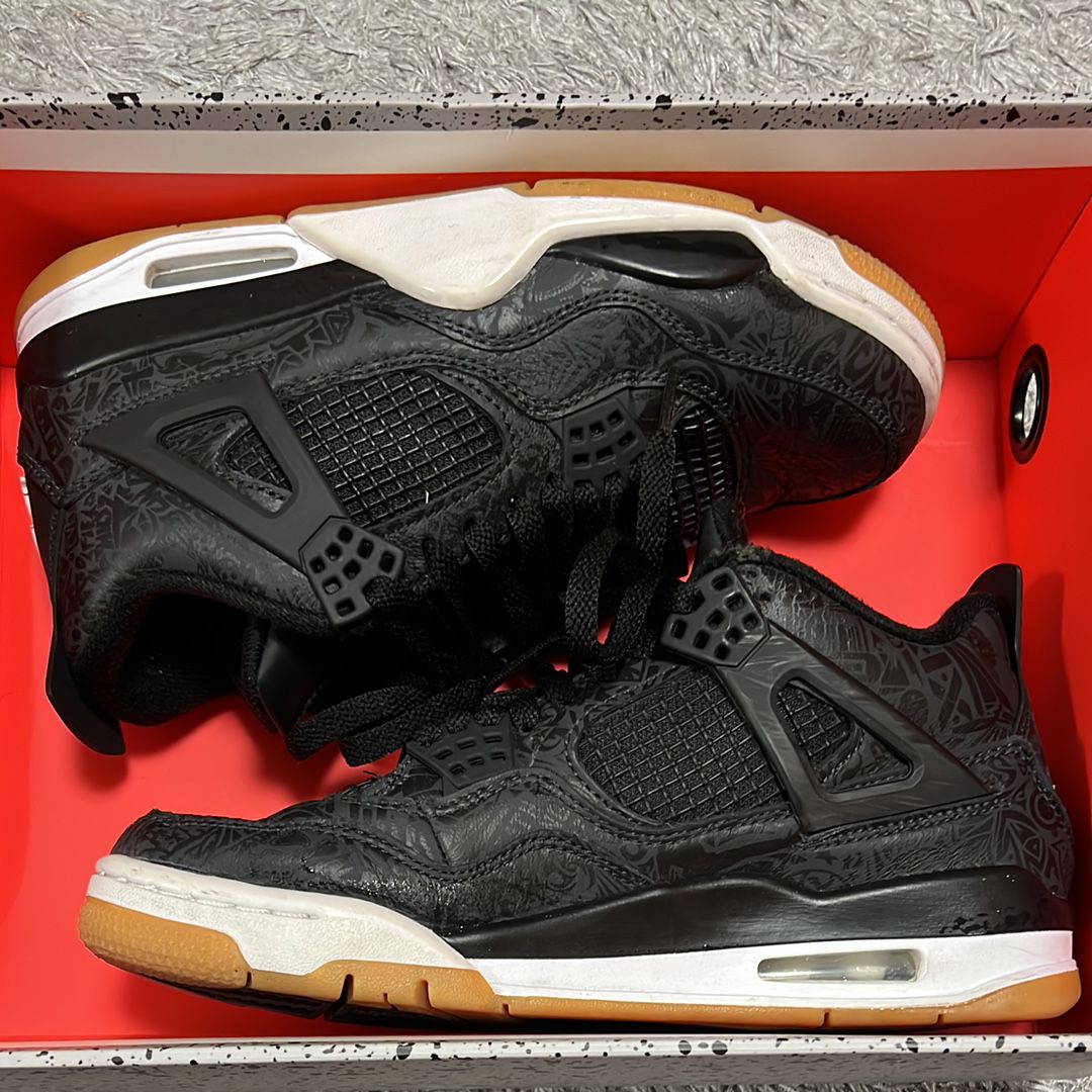 NIKE AIR JORDAN 4 RETRO LASER BLACK GUM (GS)