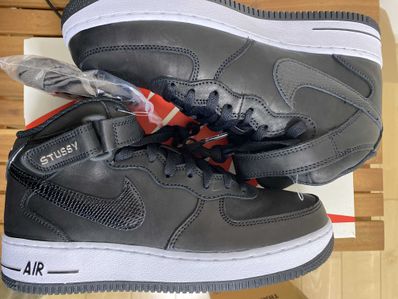 Stussy × Nike Air Force 1 Mid "Black/Black"