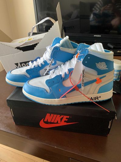 Off-White × Nike Air Jordan 1 High UNC "White/Dark Powder Blue"