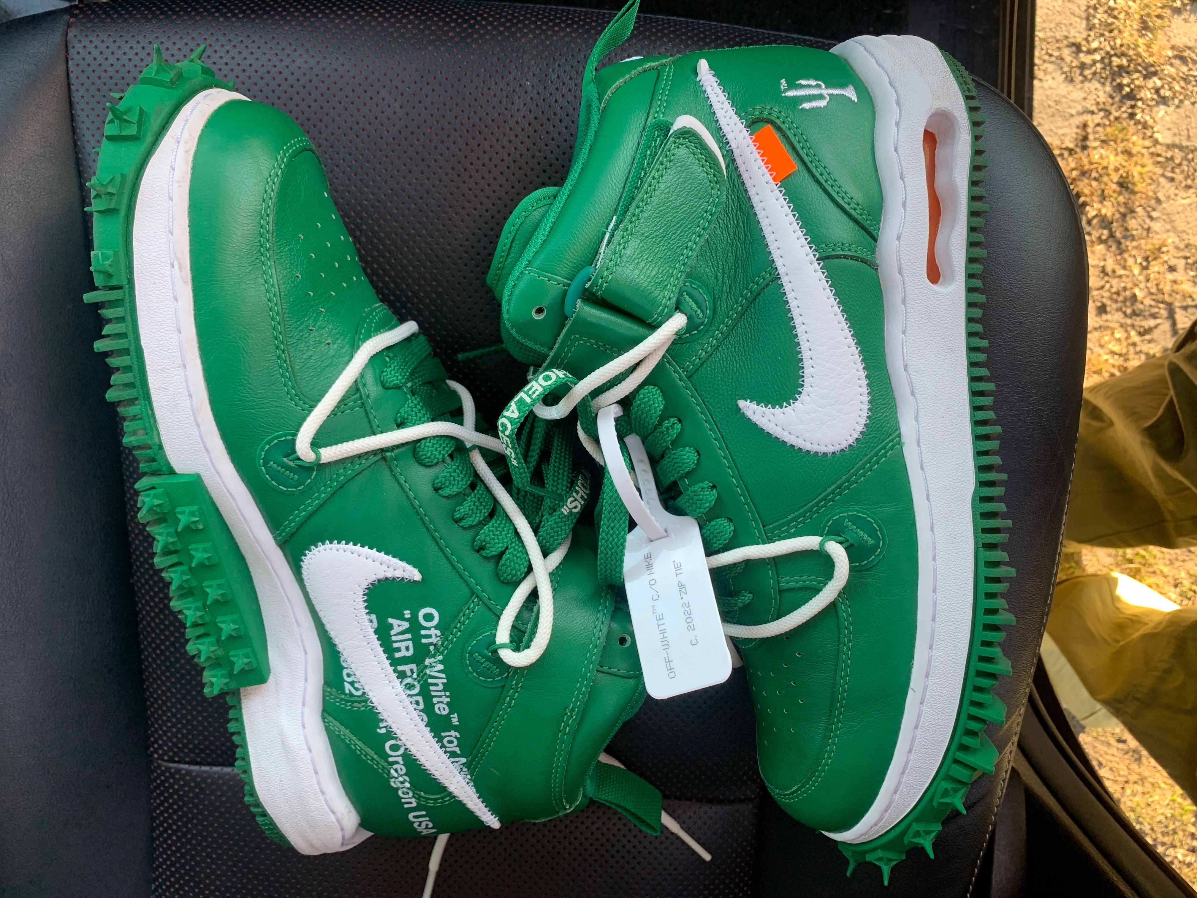 Off-White × Nike Air Force 1 Mid SP LTHR "Pine Green"