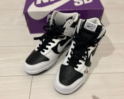 Supreme × Nike SB Dunk High By Any Means "White Black"