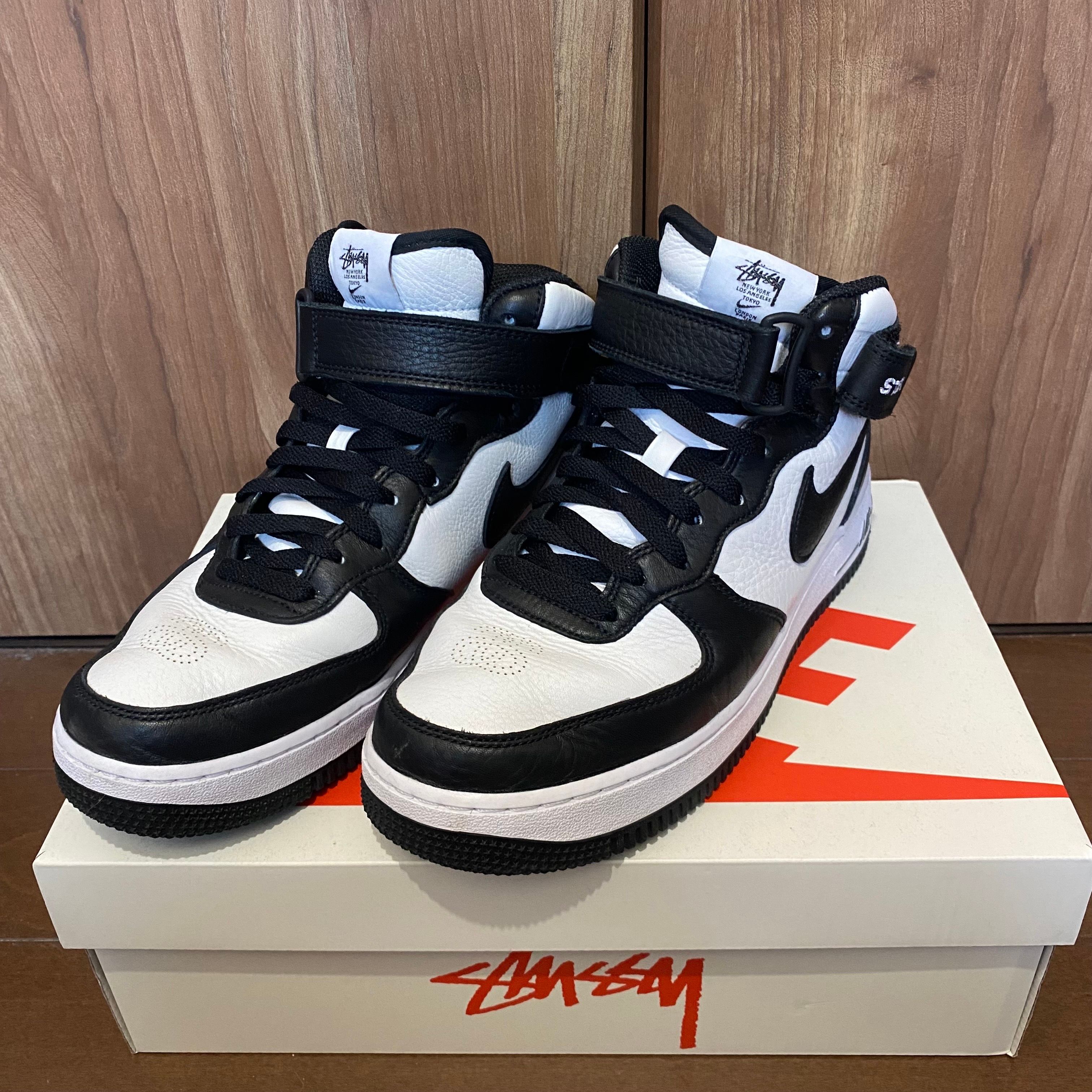Stussy × Nike Air Force 1 Mid "Black and Light Bone"