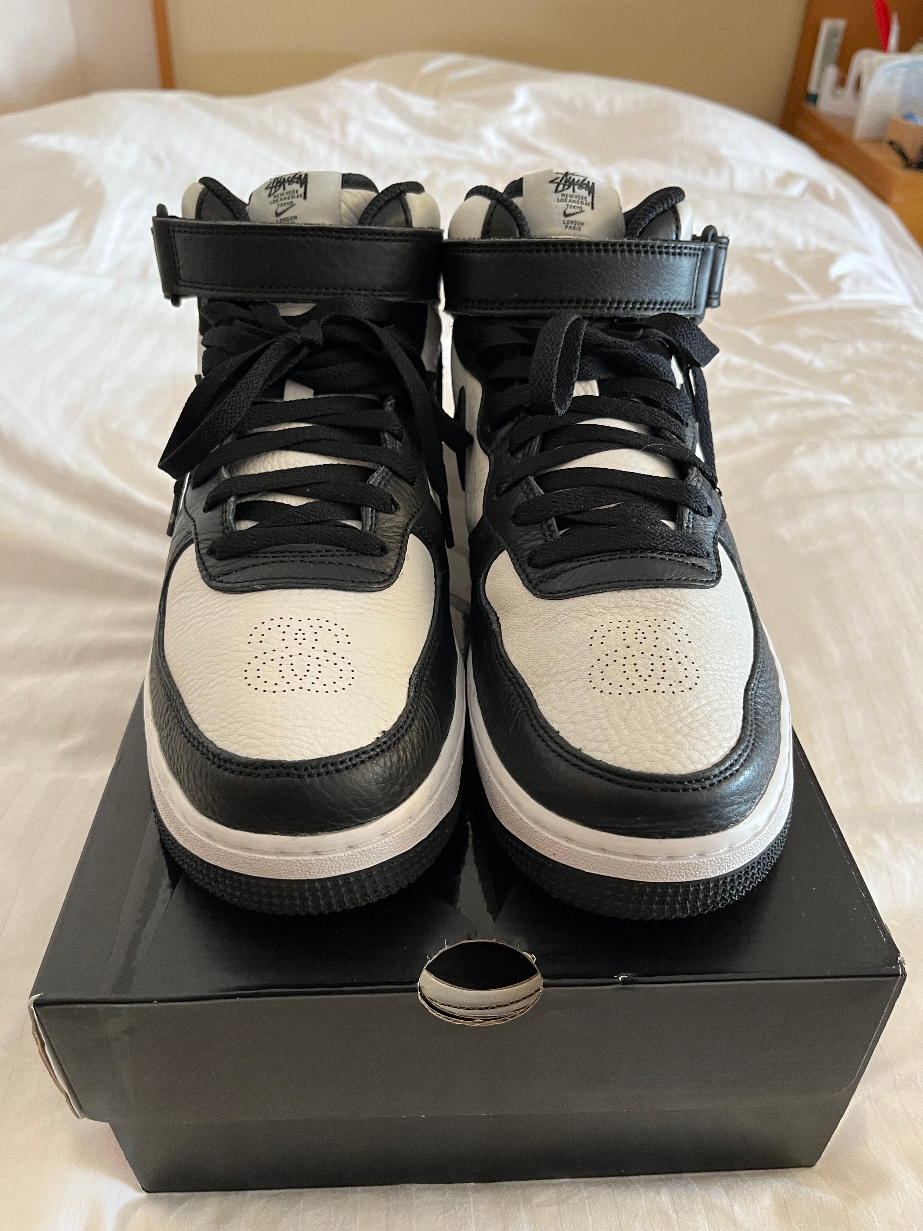 Stussy × Nike Air Force 1 Mid "Black and Light Bone"