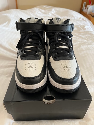 Stussy × Nike Air Force 1 Mid "Black and Light Bone"