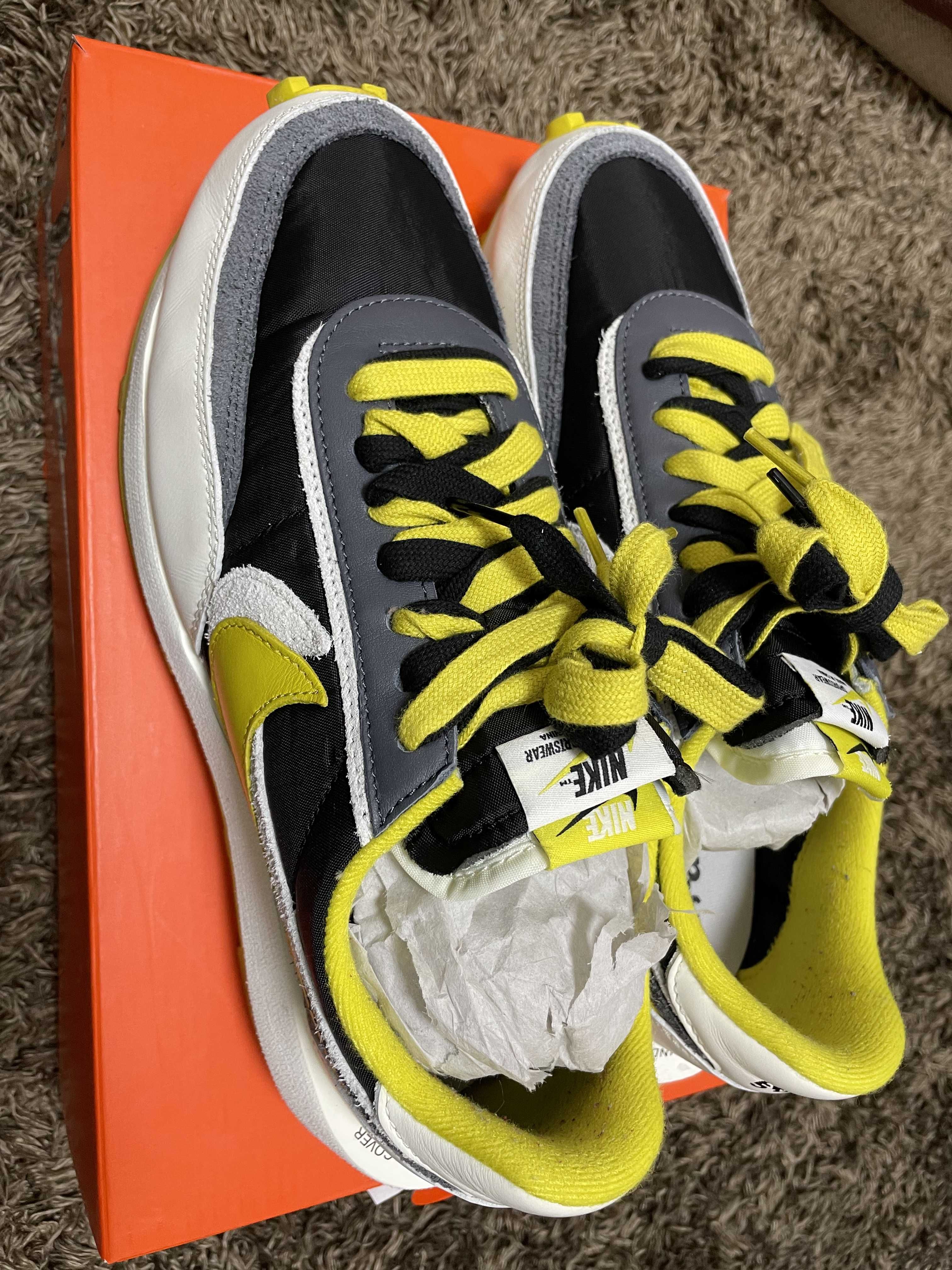 UNDERCOVER × sacai × Nike LD Waffle "Black/Sail-Dark Grey-Bright Citron"