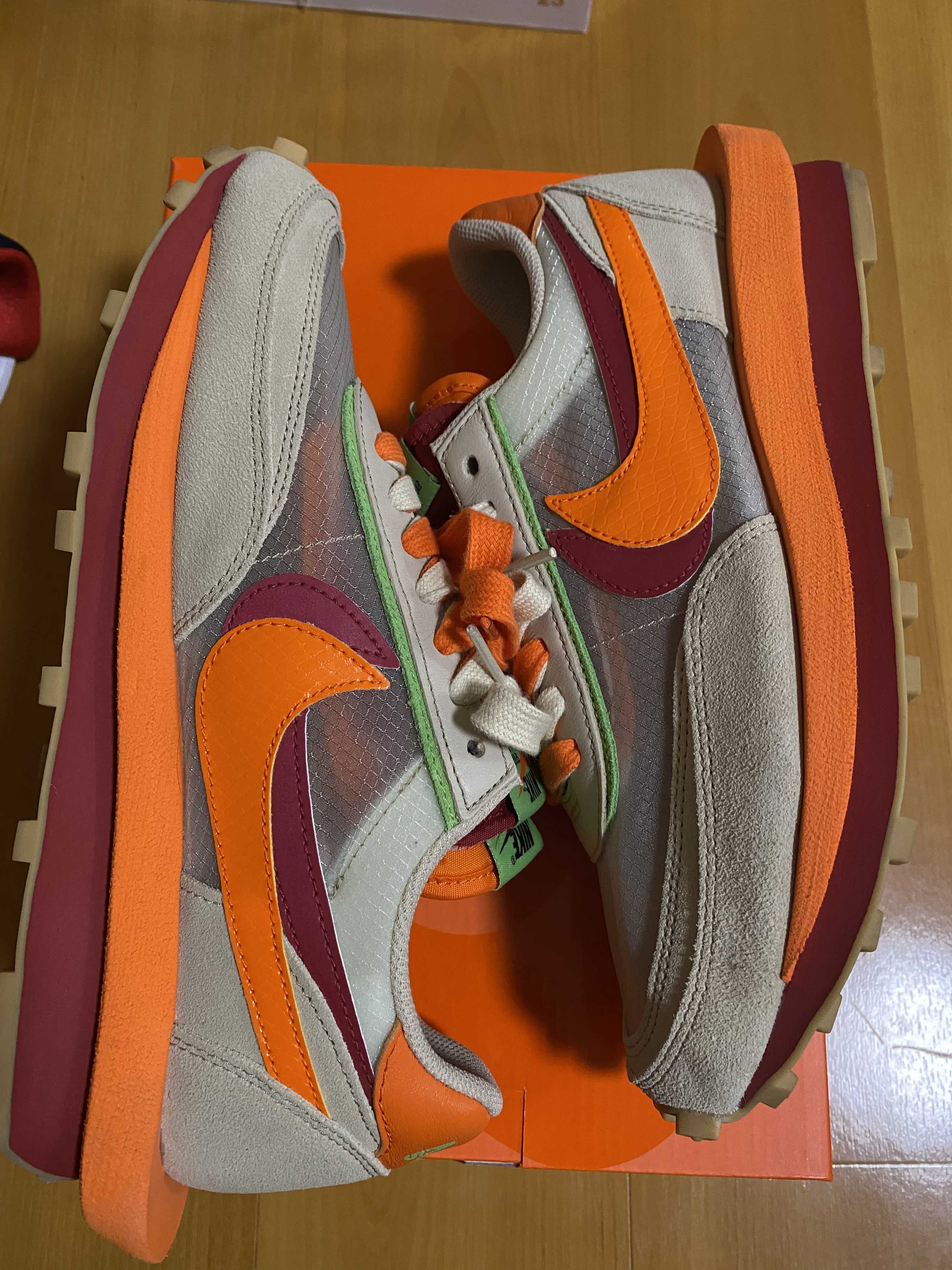 CLOT × Sacai × Nike LD Waffle "Orange Blaze"