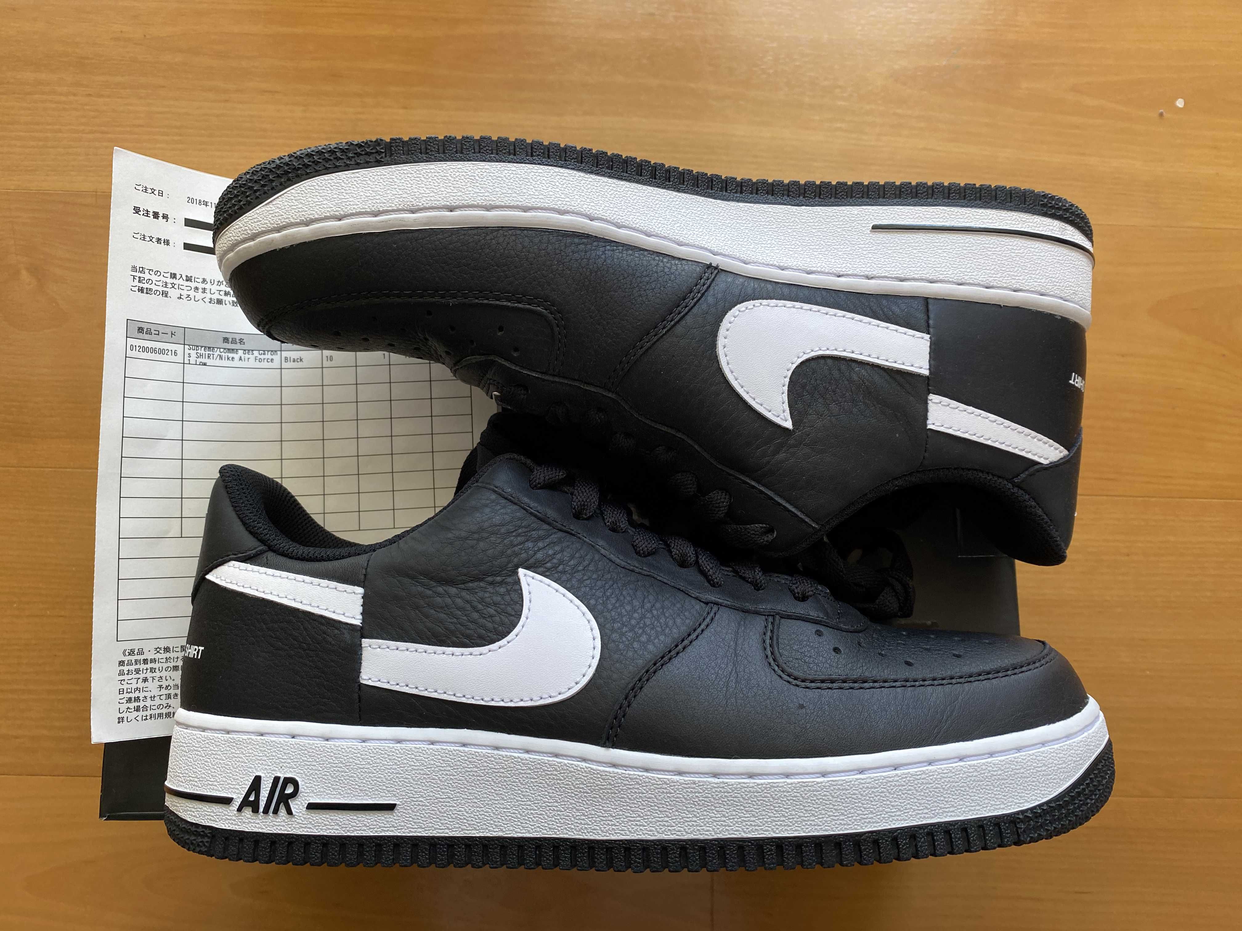 Supreme × COMME des GARCONS SHIRT × Nike Air Force 1 Low "Black/White" (2018)