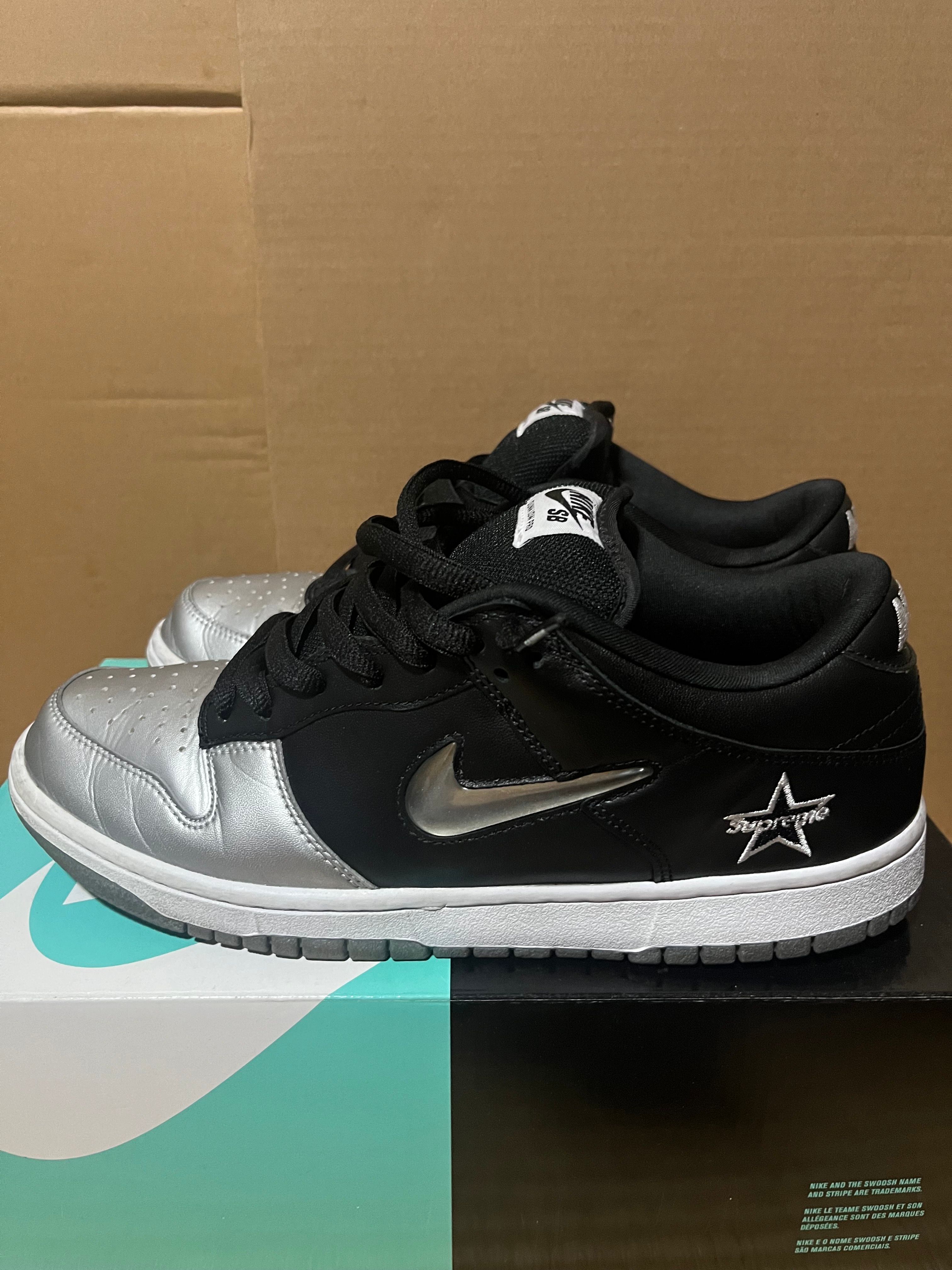 Supreme × Nike Dunk Low "Metallic Silver/Black"