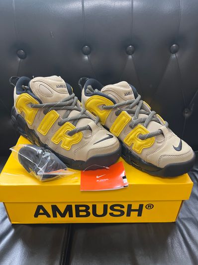 AMBUSH × Nike Air More Uptempo Low "Vivid Sulfur and Limestone"