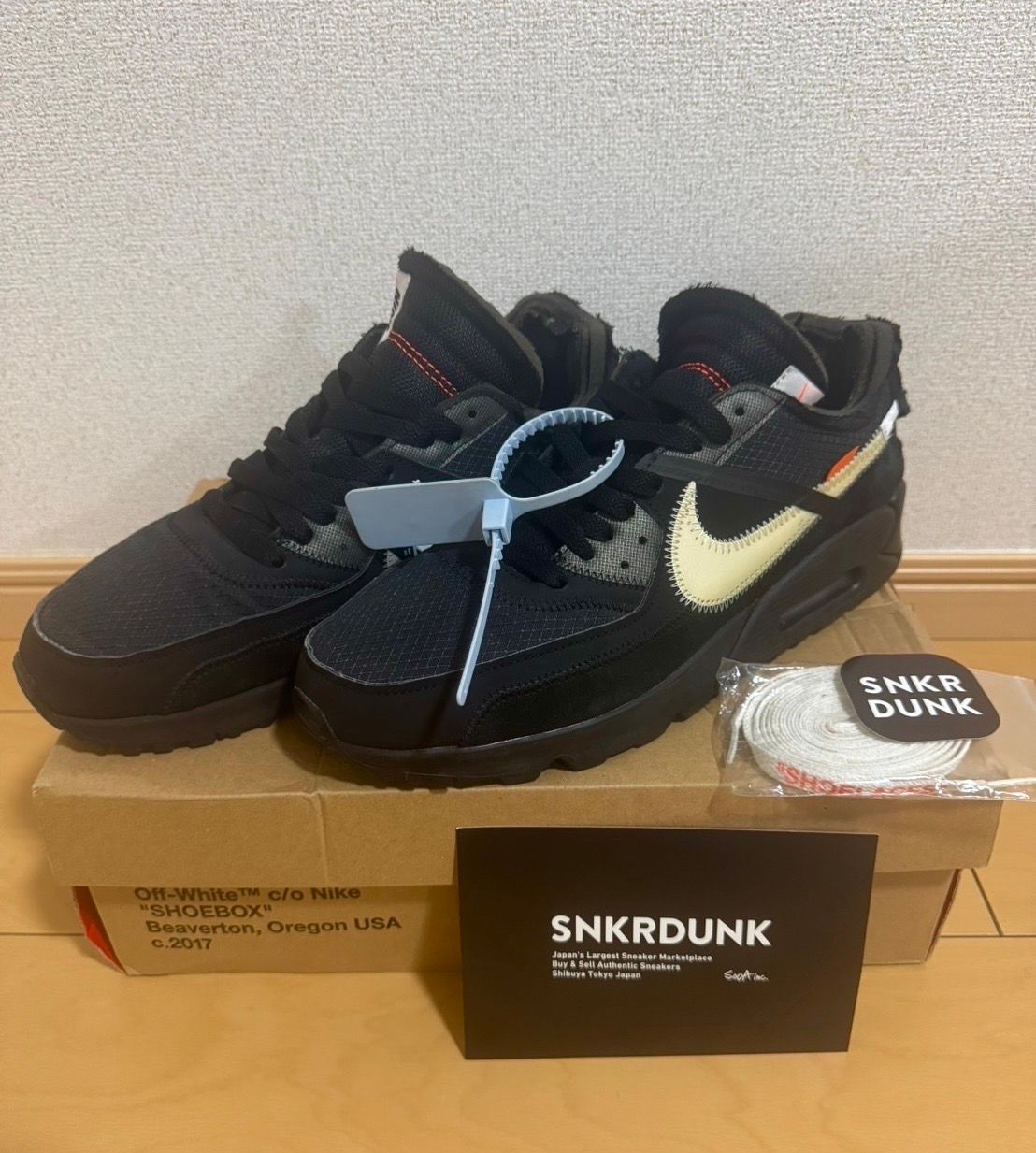 Off-White × Nike Air Max 90 "Black/Black-Cone-White"